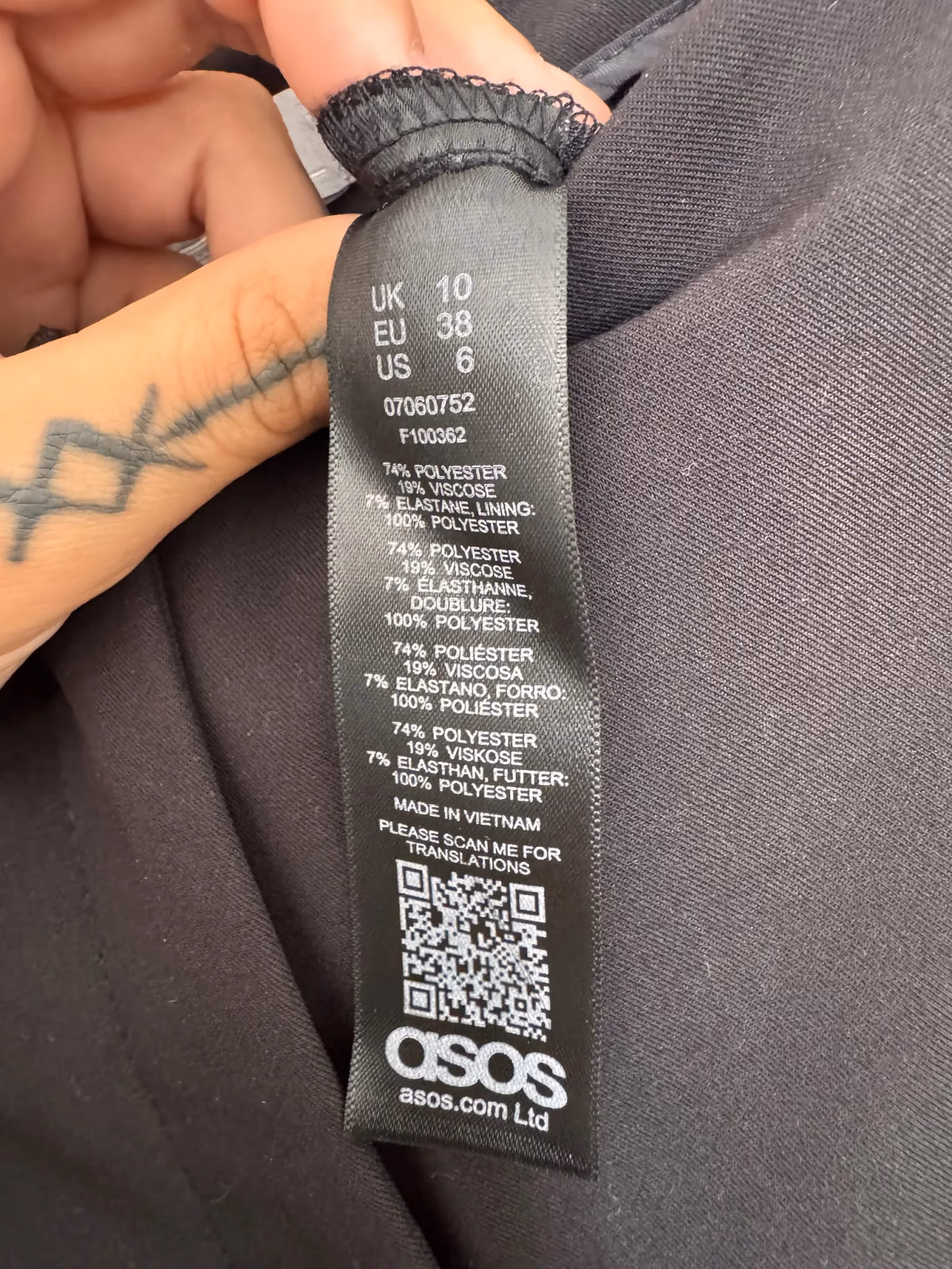 Pantalones negros de corte sastre elegantes y cortos de ASOS, talla EU38/UK10, foto 3