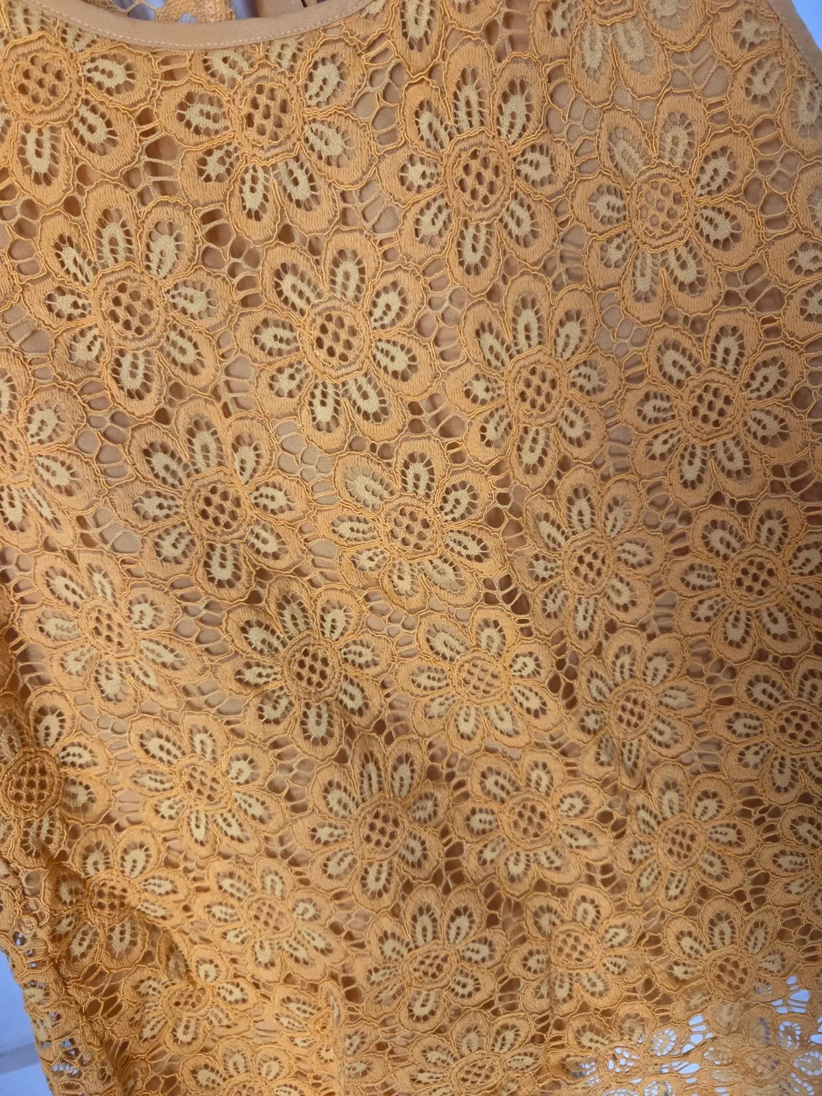 Yellow floral lace sleeveless top, photo 4