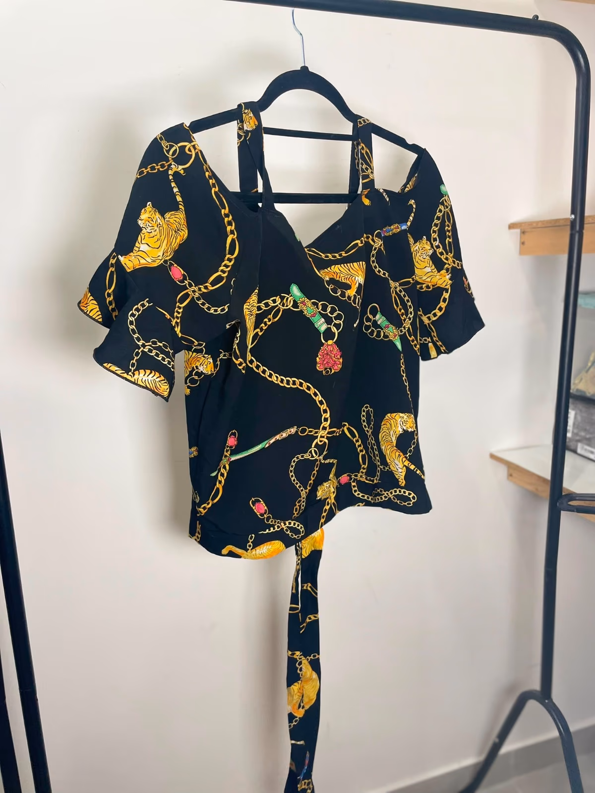 Black Chain Print Blouse, photo 2