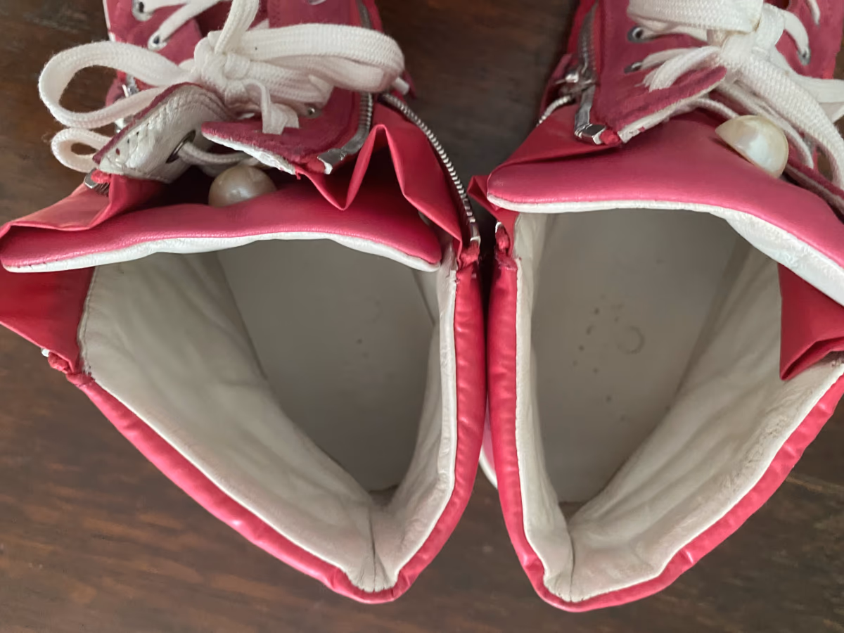 CHANEL Pink High Top Sneakers, Leather, Suede, Pearls; Size 39.50 - AUTHENTICITY CERT, photo 5