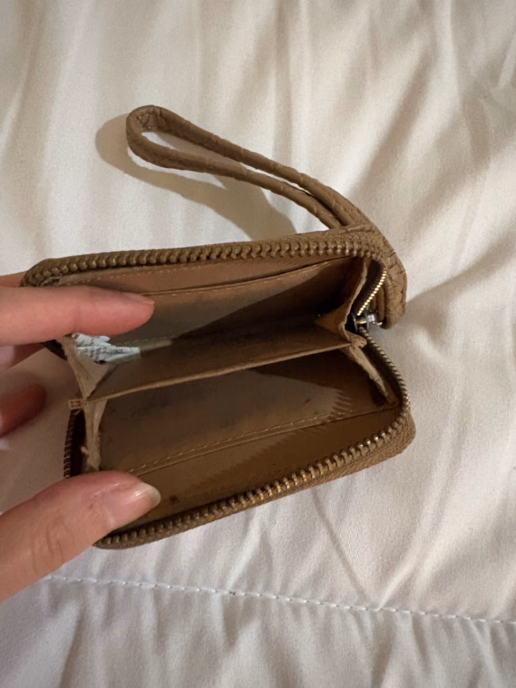 Woven Tan Zip Around Purse, photo 2