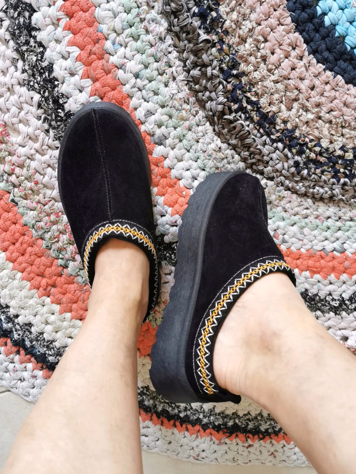 Black platform slip-on mules, photo 4