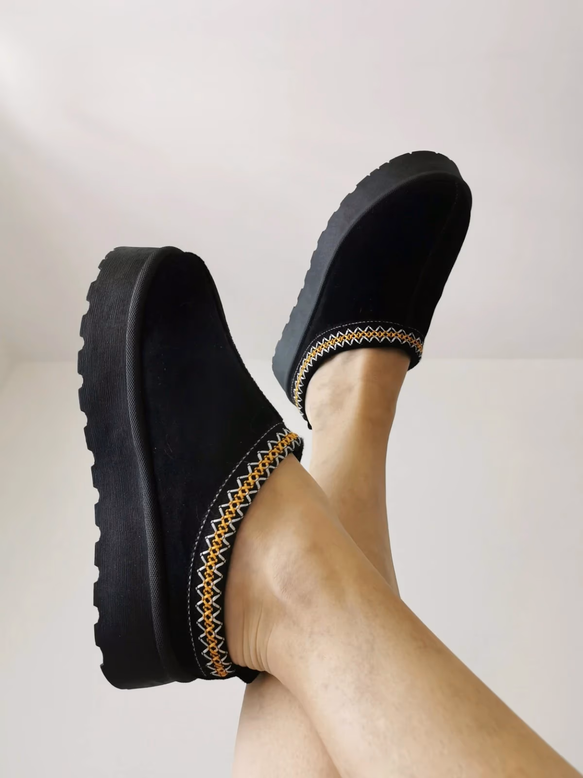 Black platform slip-on mules, photo 3