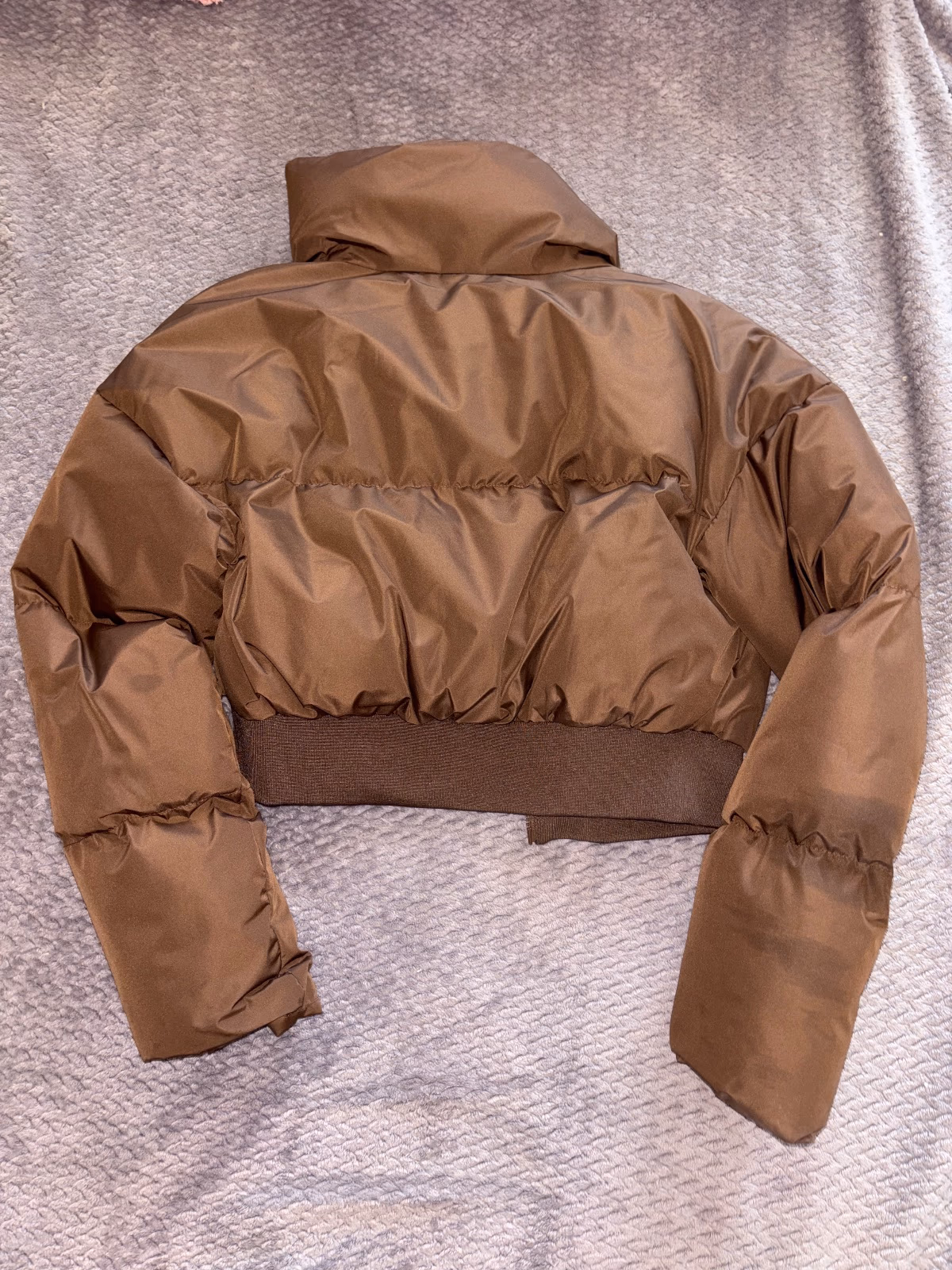Brown Cropped Puffer Jacket, photo 2