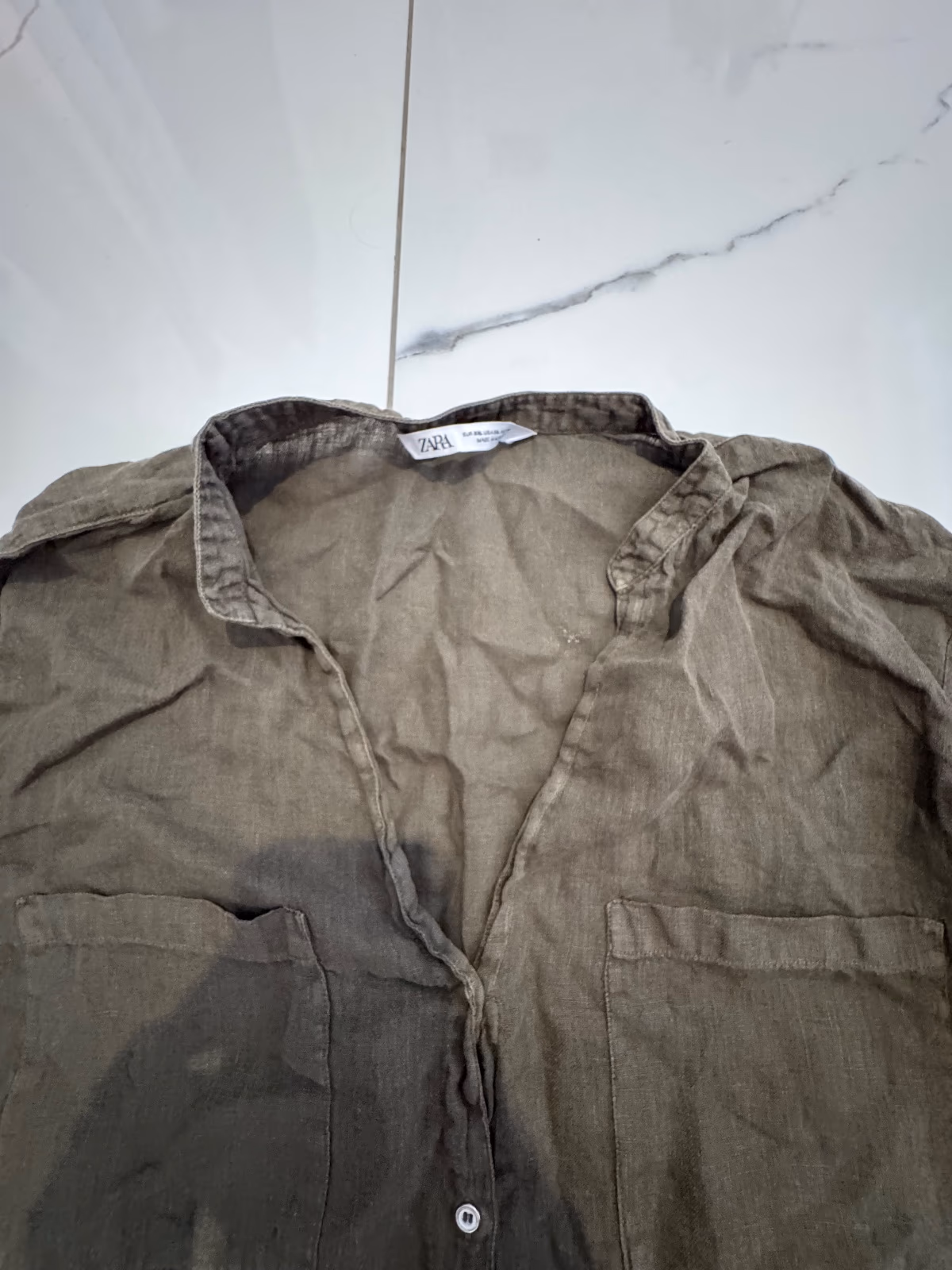 Zara Olive Green Linen Shirt, photo 4