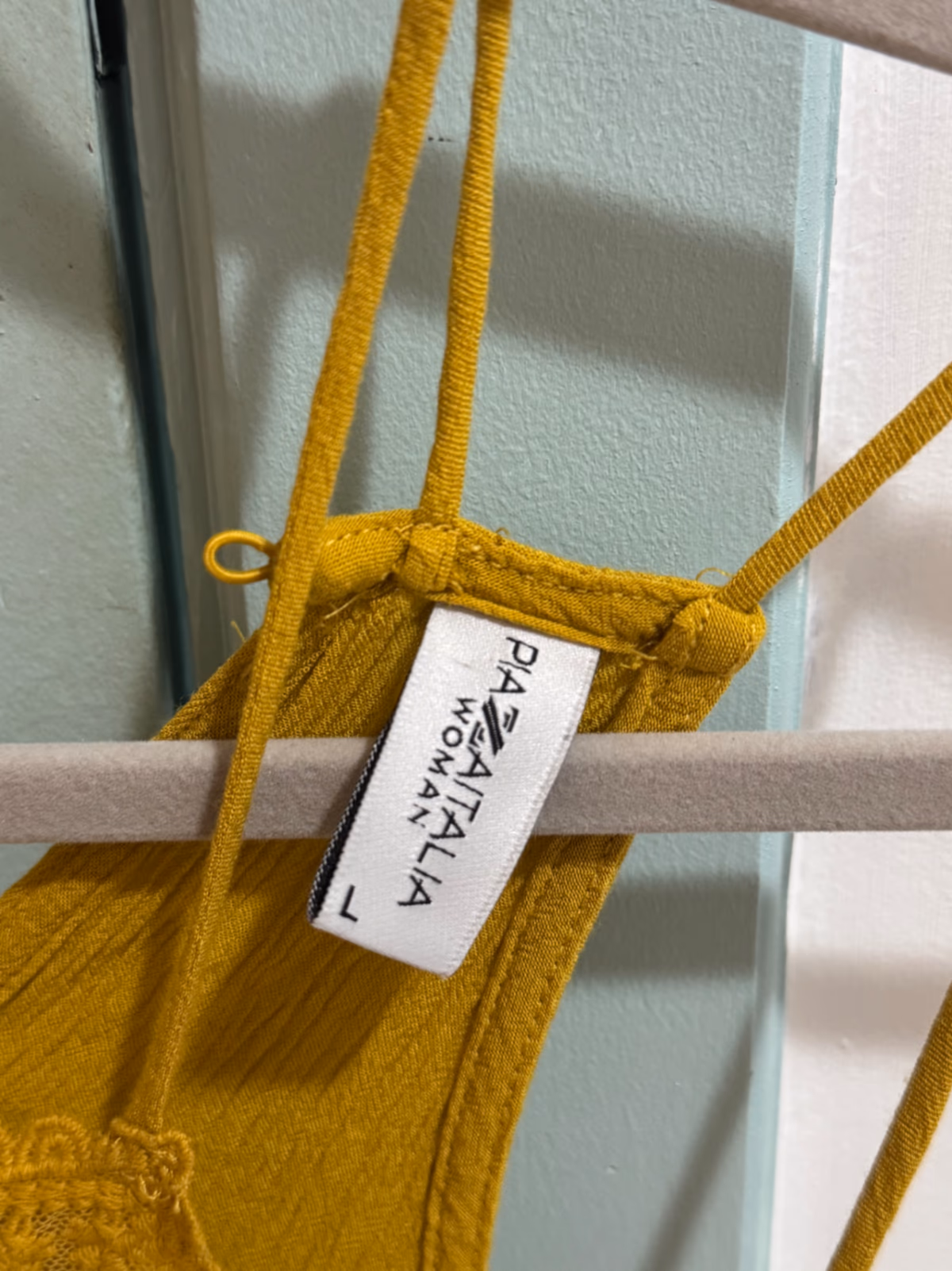 Yellow floral embroidered strappy top, photo 5