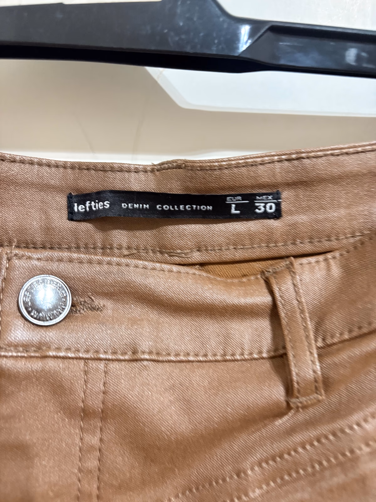 Brown faux leather mini skirt, photo 2