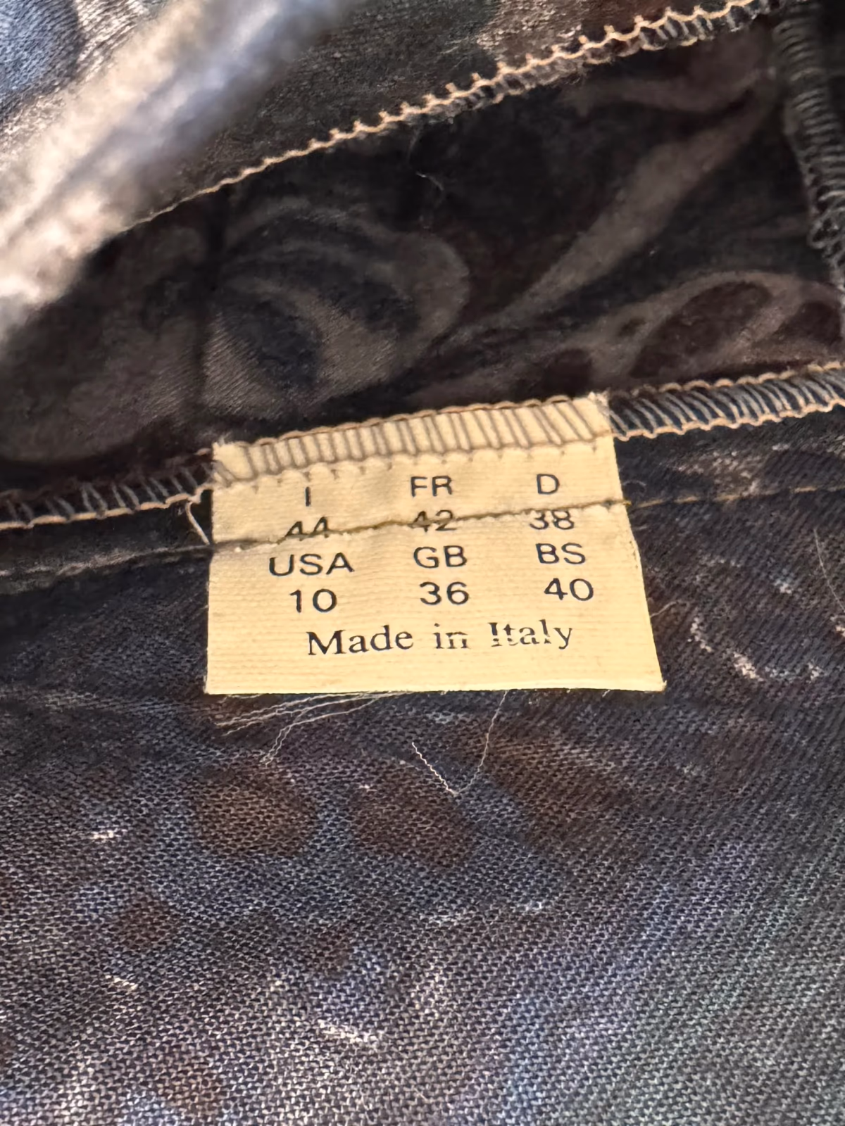 Gonna midi plissettata a vita alta con fantasia vintage, foto 3