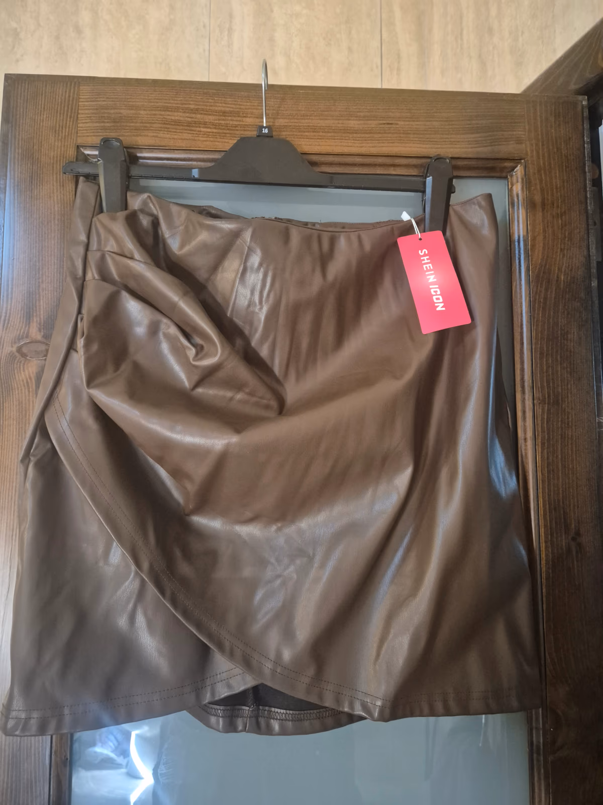 SHEIN ICON Plus Wrap PU Leather Skirt, photo 2
