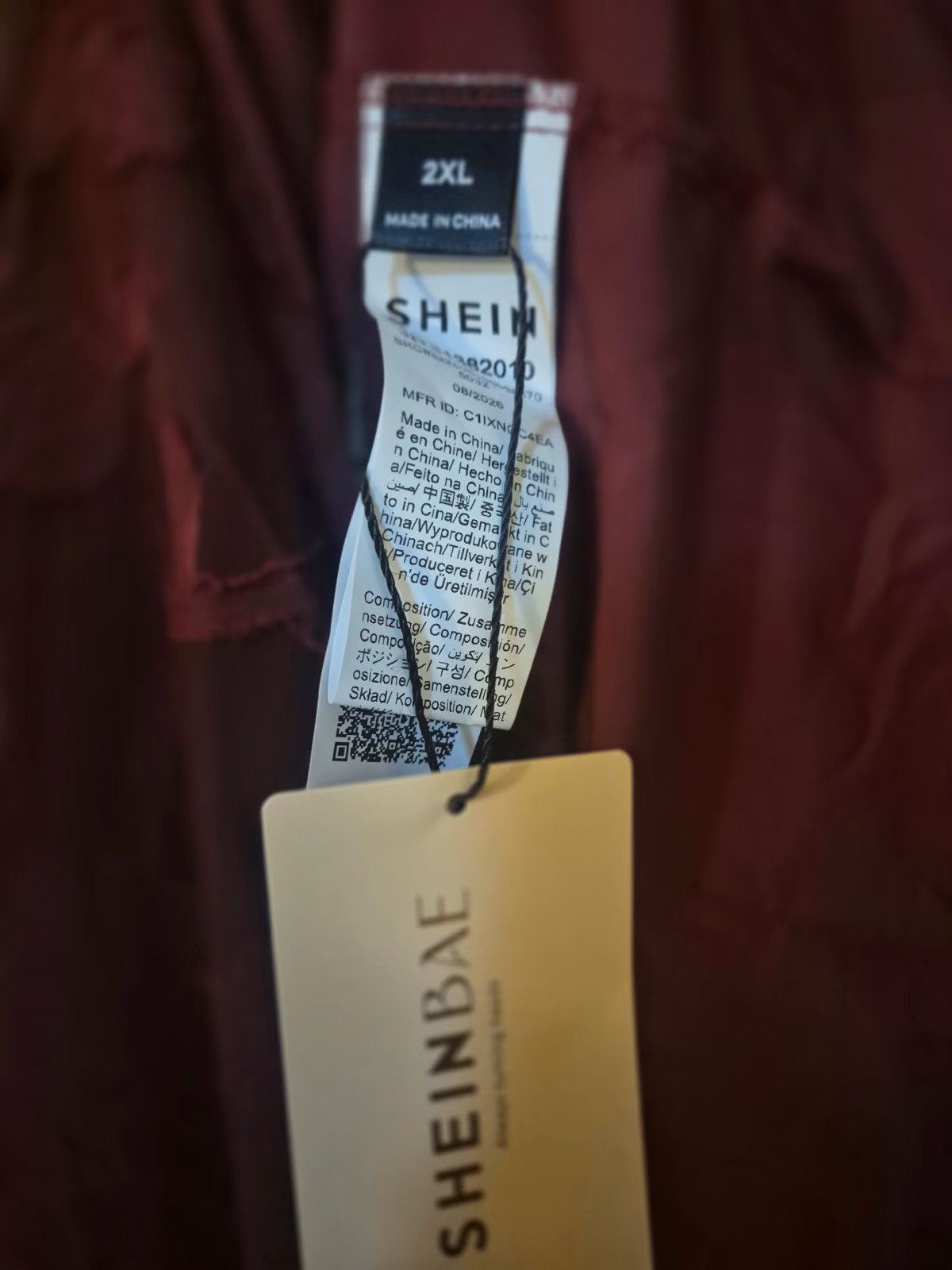 Brand New SHEIN BAE Plus Size Elegant Burgundy Autumn Dress – Size 2XL, photo 5