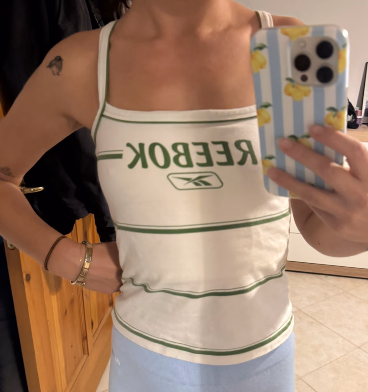Reebok green stripe vest top, photo 2