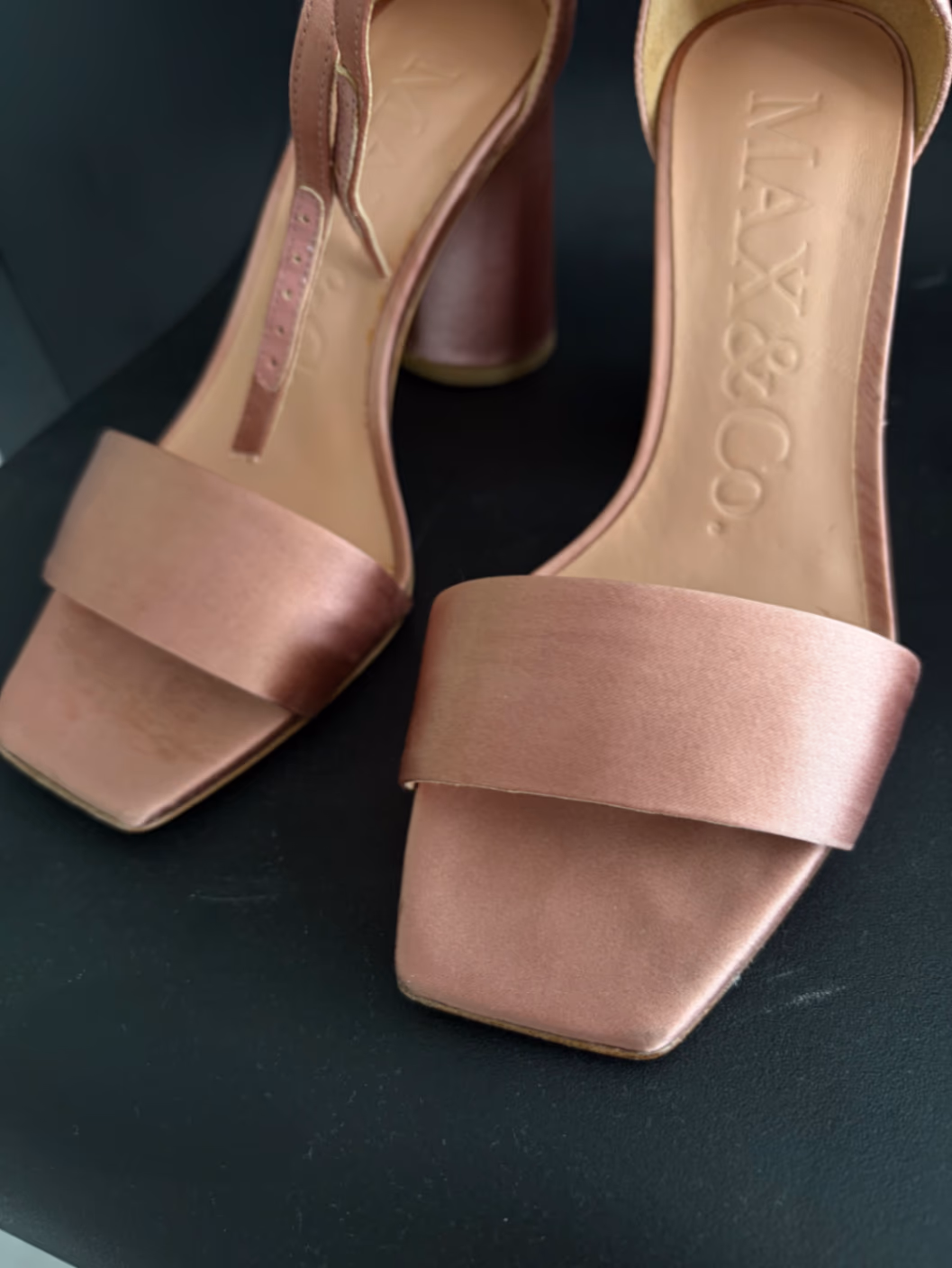 Pink Satin Block Heel Sandals, photo 3