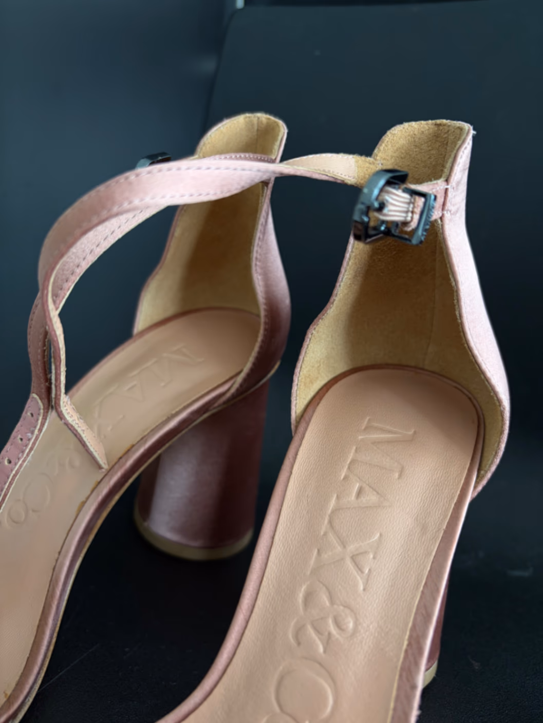 Pink Satin Block Heel Sandals, photo 7