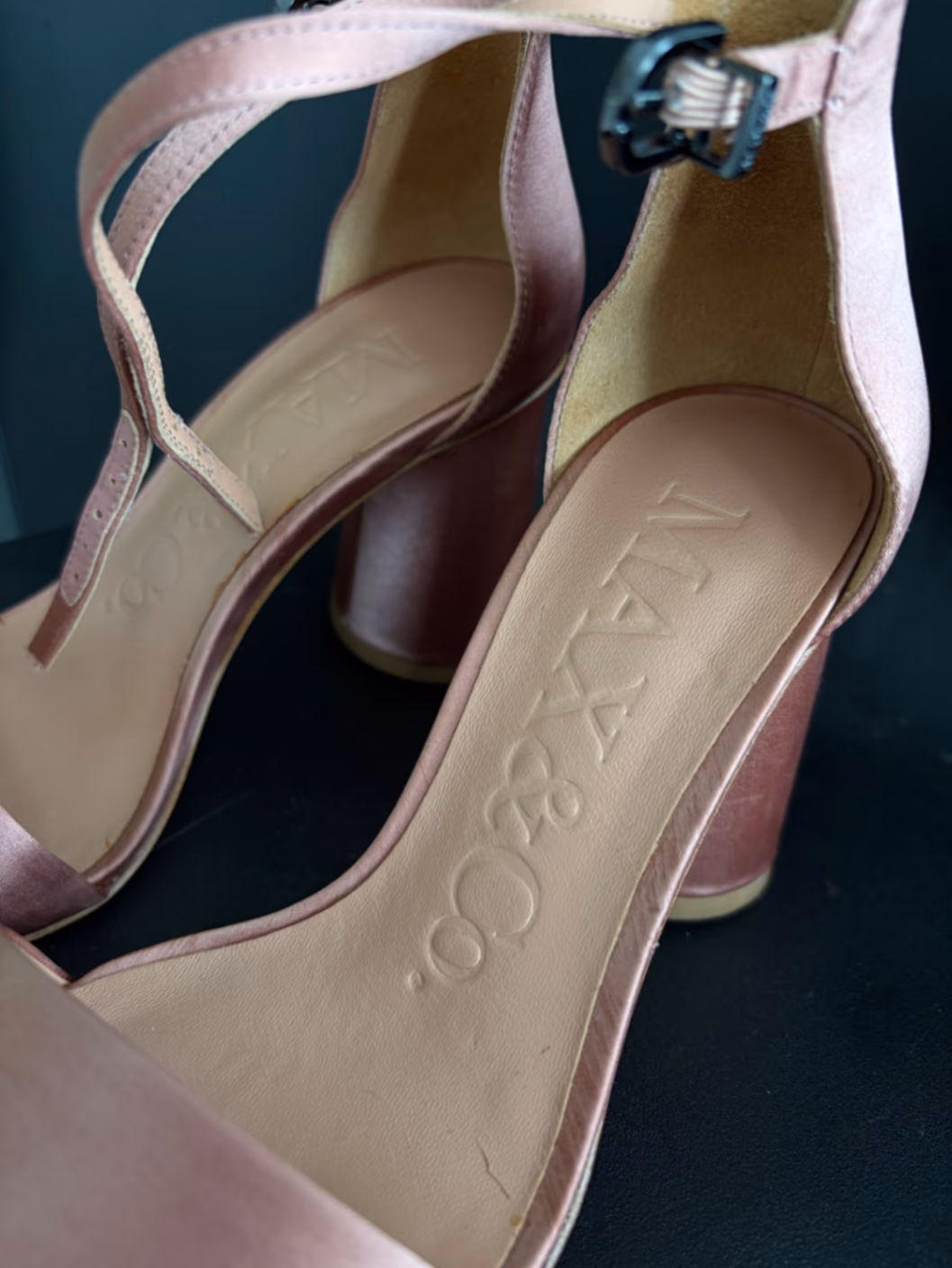 Pink Satin Block Heel Sandals, photo 4