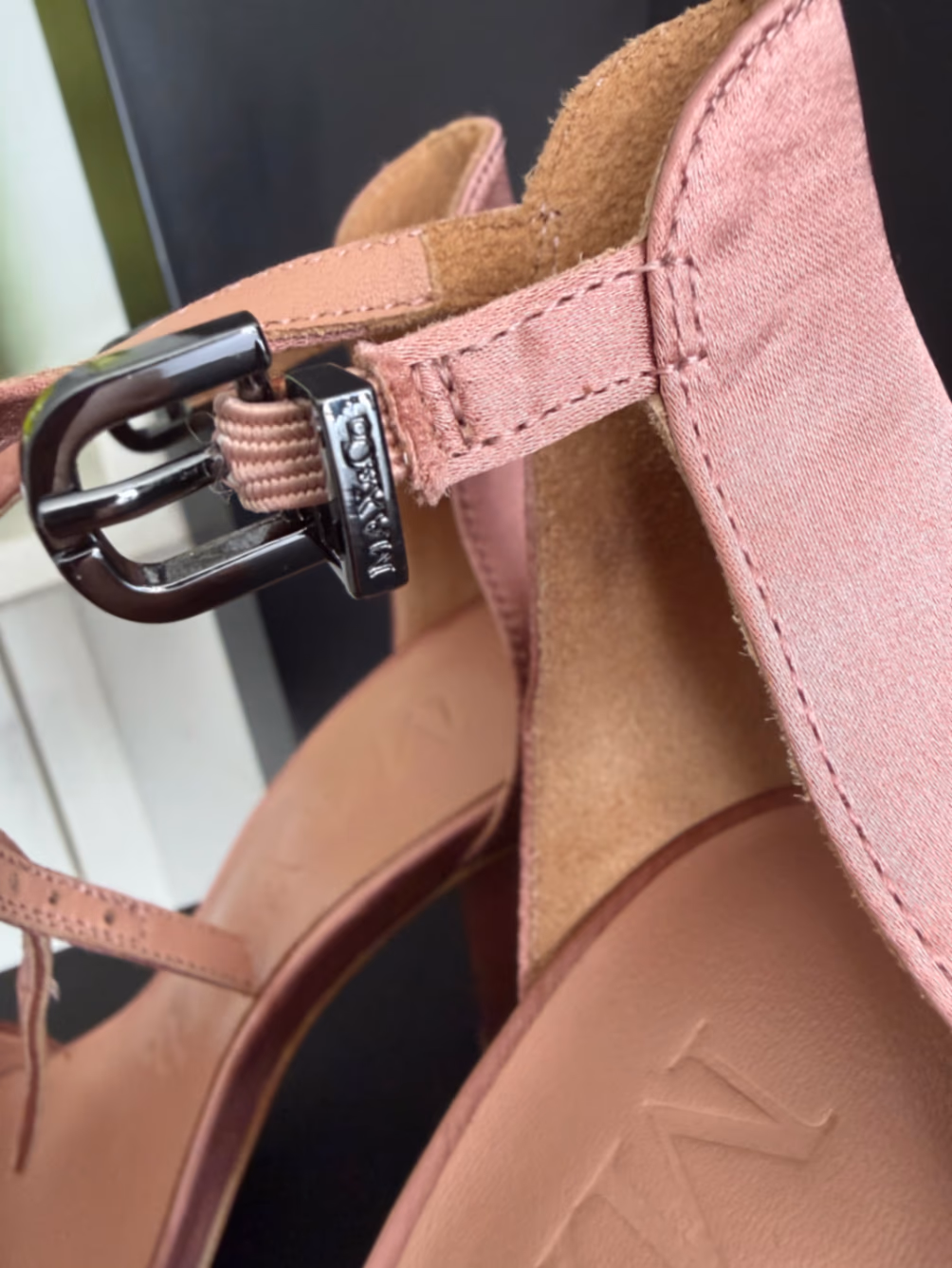 Pink Satin Block Heel Sandals, photo 5