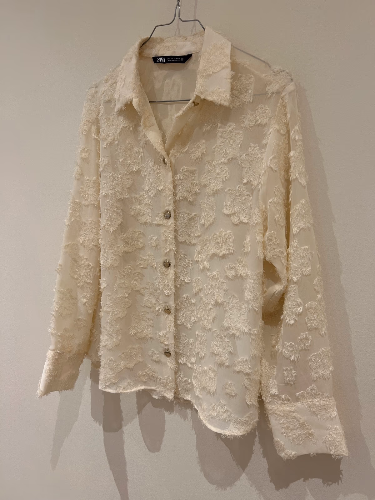 Zara Textured sheer button-up blouse, photo 2