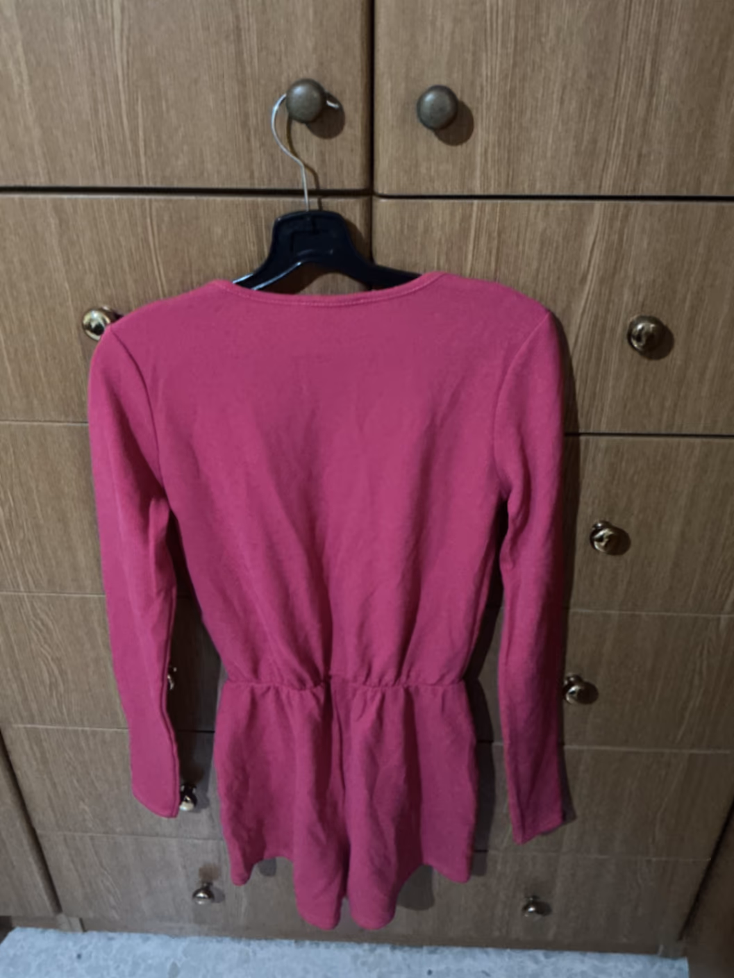 Missguided Long Sleeve V-Neck Pink Playsuit, photo 2
