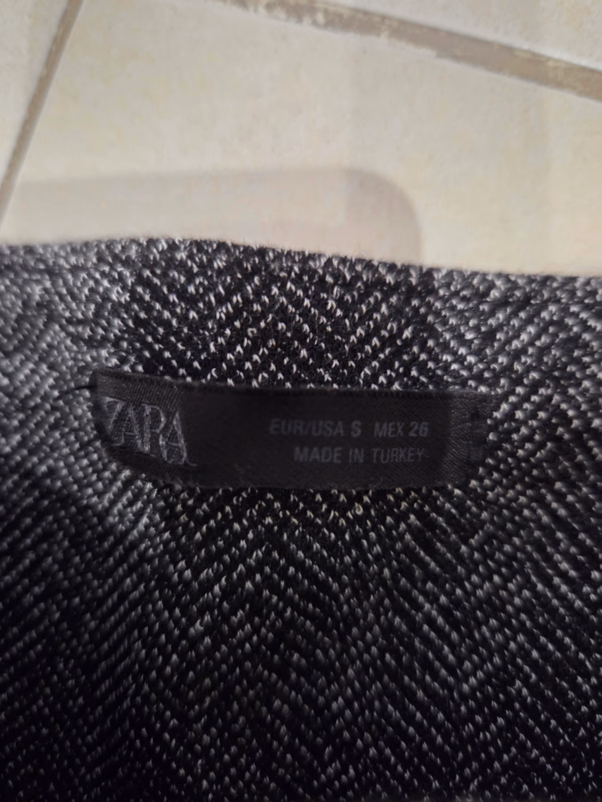 Grey herringbone high-waist trousers, photo 4