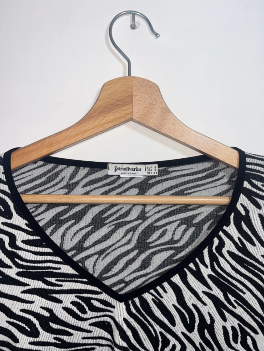 Cropped long sleeve zebra print stradivarius top, photo 4