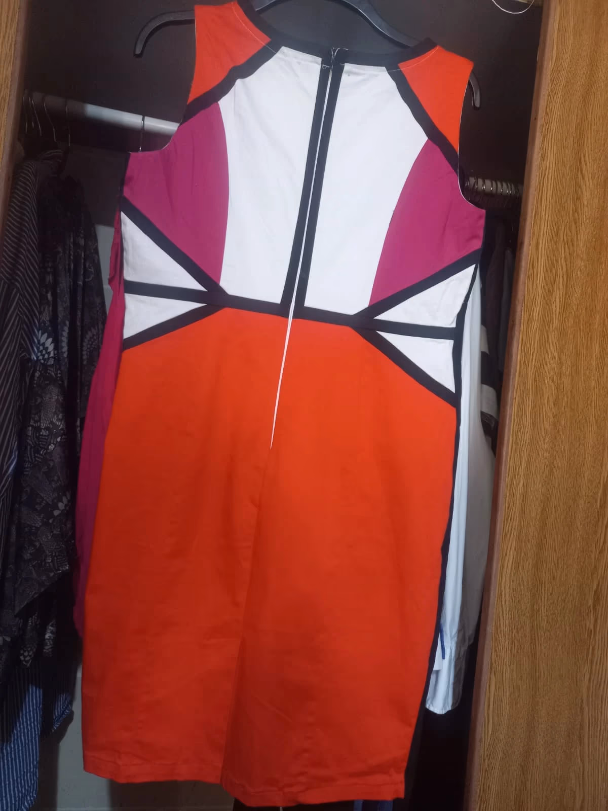 Colour Block Sleeveless Fitted Dress - Size 16, photo 4