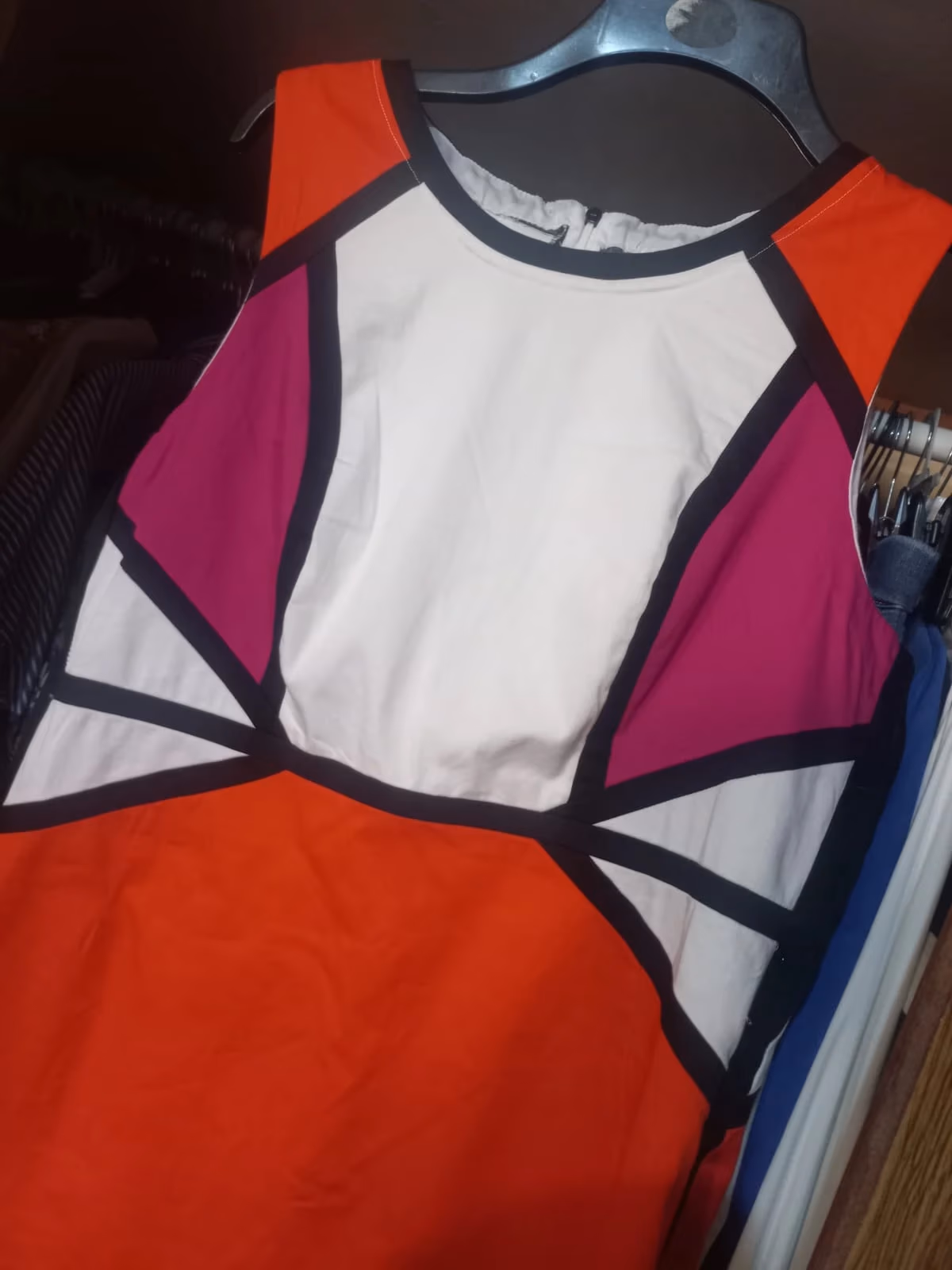 Colour Block Sleeveless Fitted Dress - Size 16, photo 7