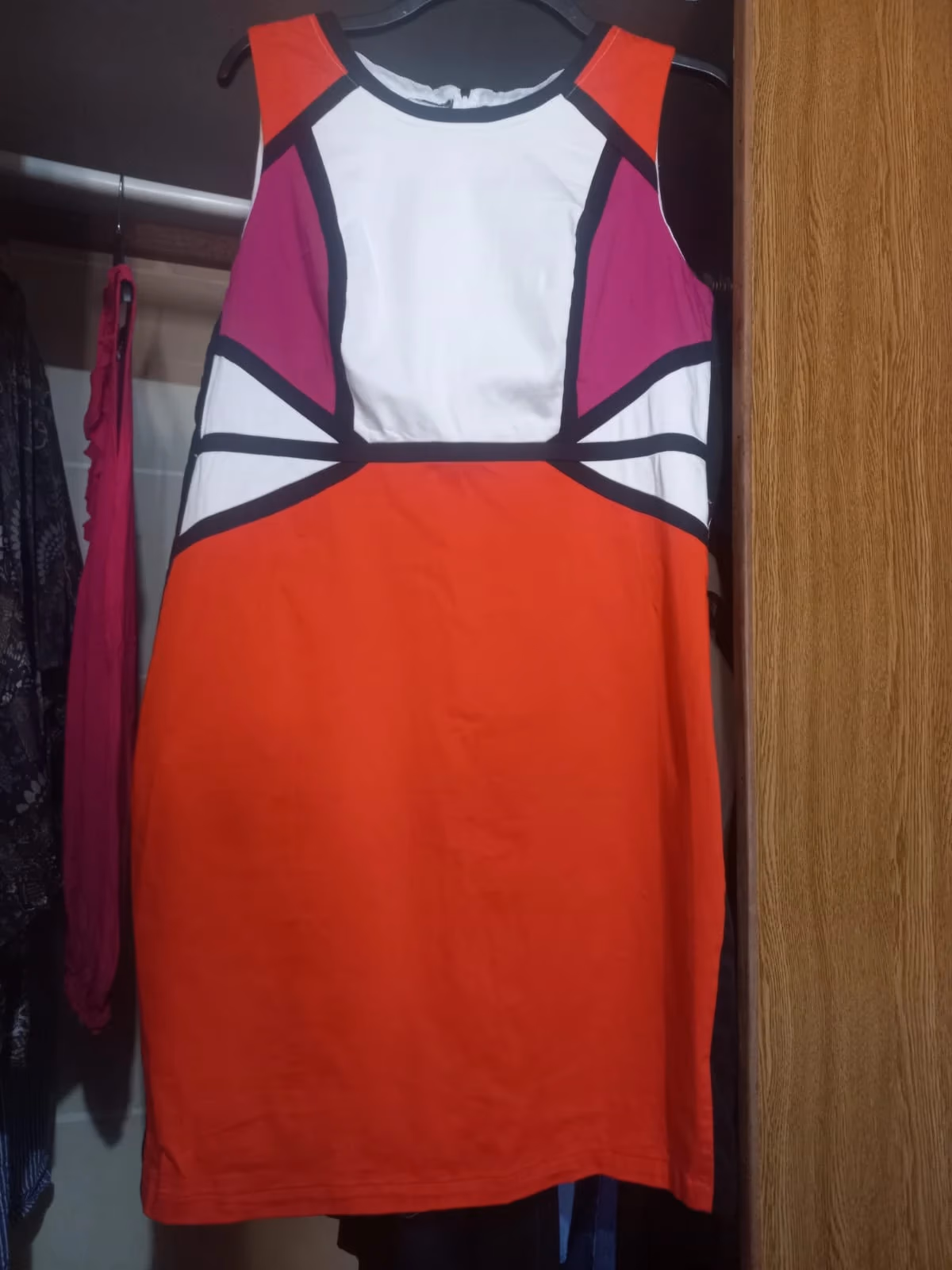 Colour Block Sleeveless Fitted Dress - Size 16, photo 2