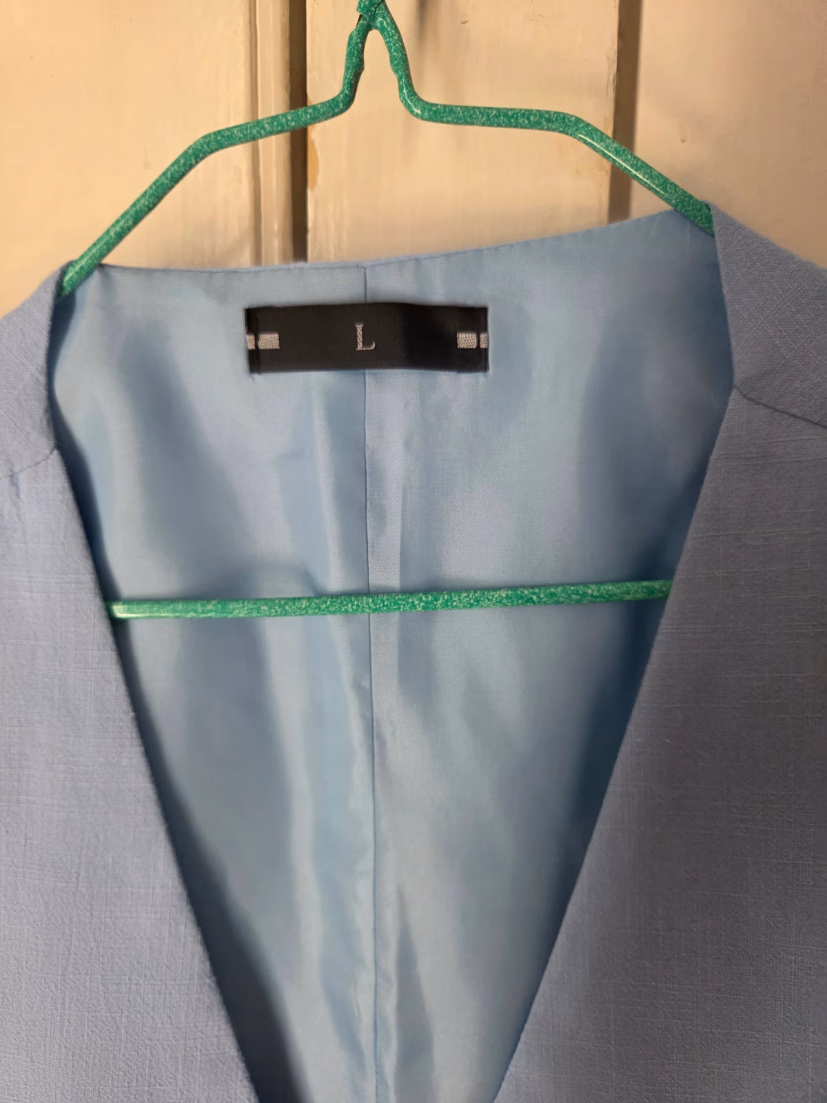 Gilet in misto lino azzurro, foto 3