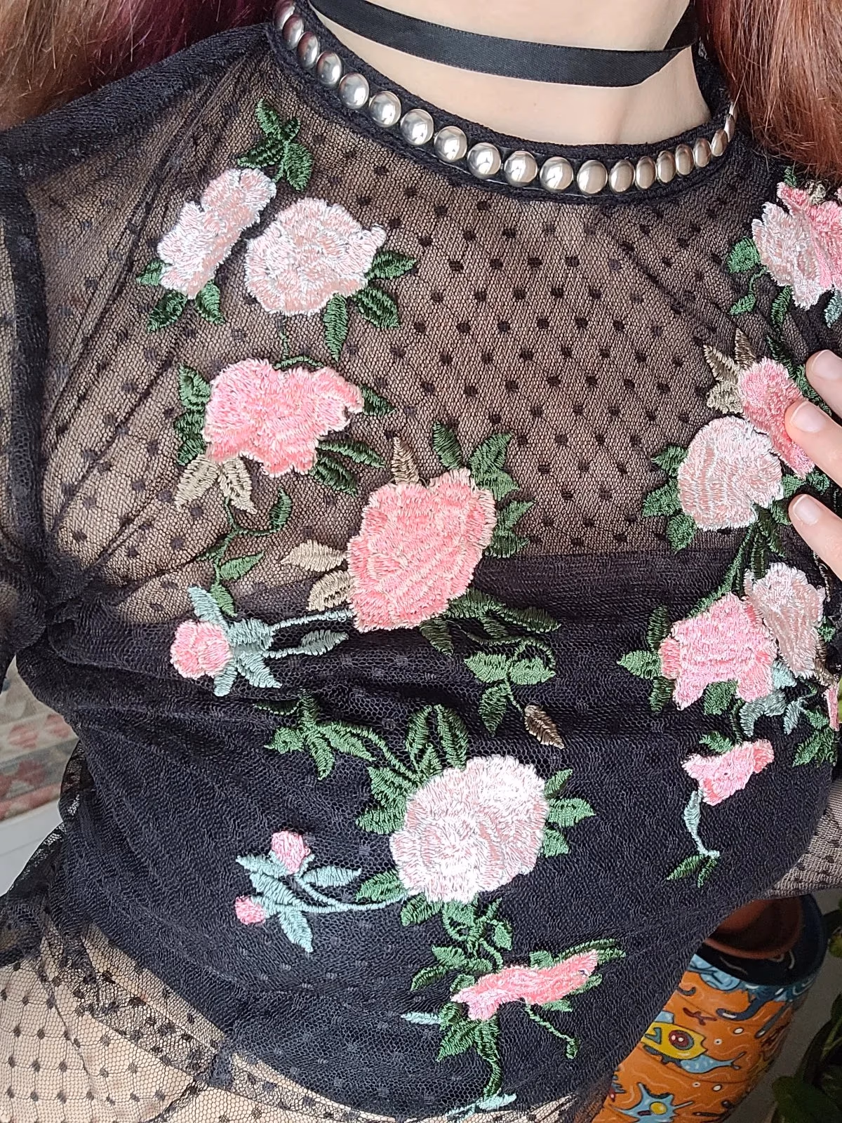 Top de malla con estampado floral, foto 2