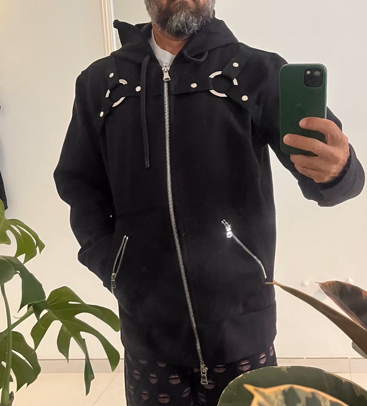 Black Harness Detail Zip Hoodie, photo 6