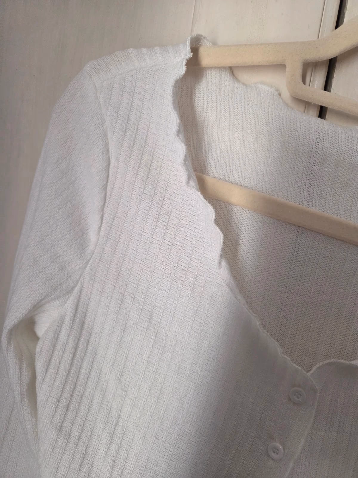 White ribbed button-down top, photo 3