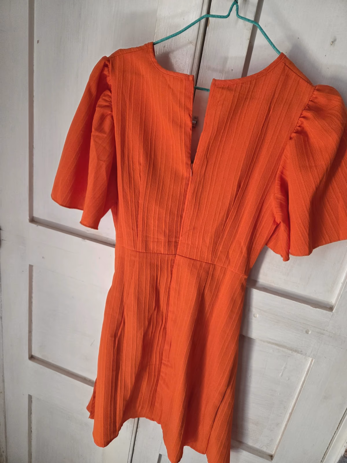 Orange Flutter Sleeve Wrap Dress, photo 4