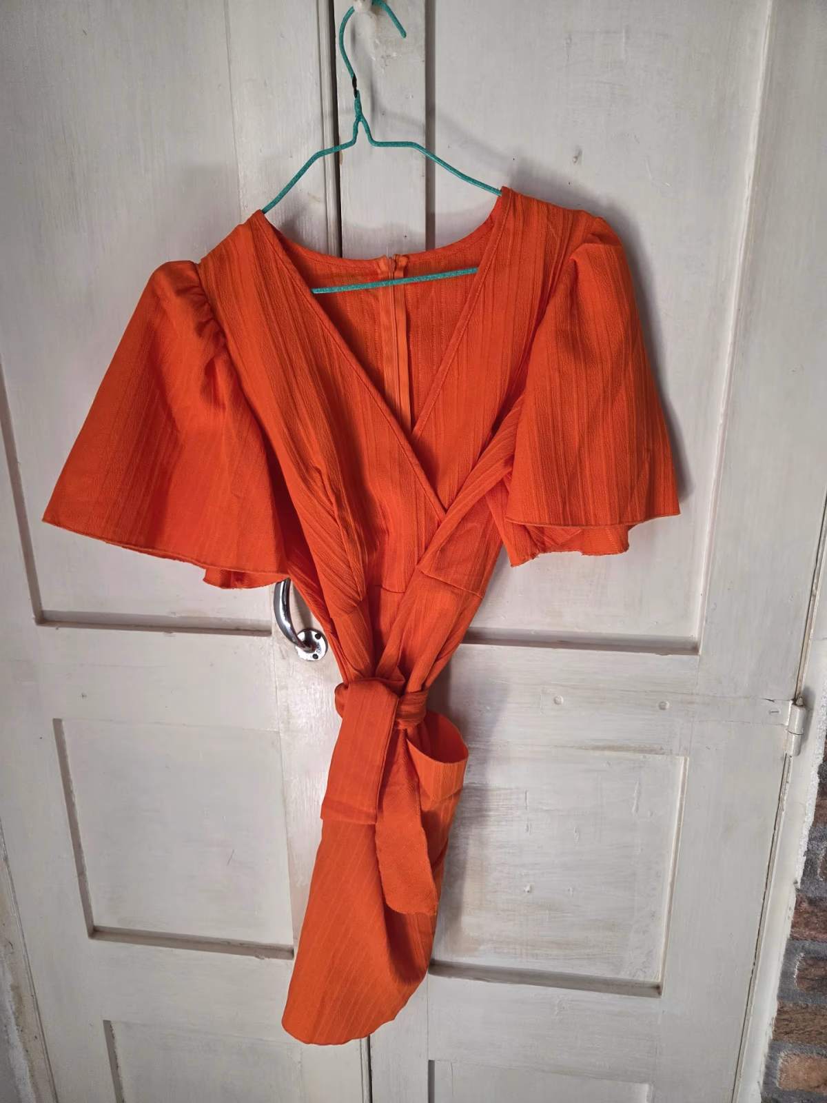 Orange Flutter Sleeve Wrap Dress, photo 2