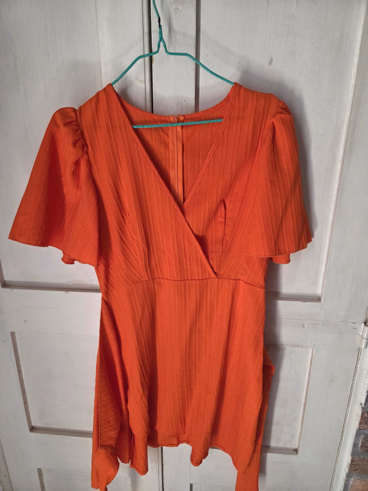Orange Flutter Sleeve Wrap Dress, photo 3