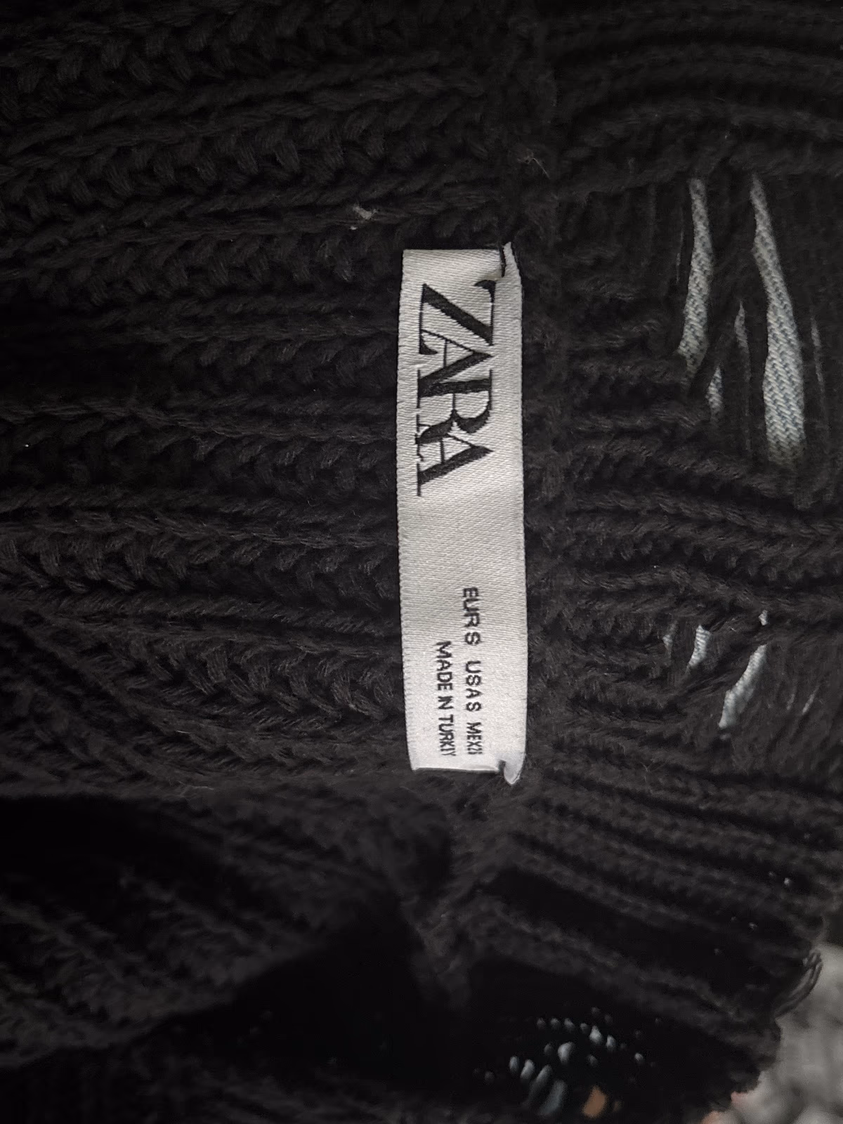 Zara Distressed Black Knit Cardigan, photo 3