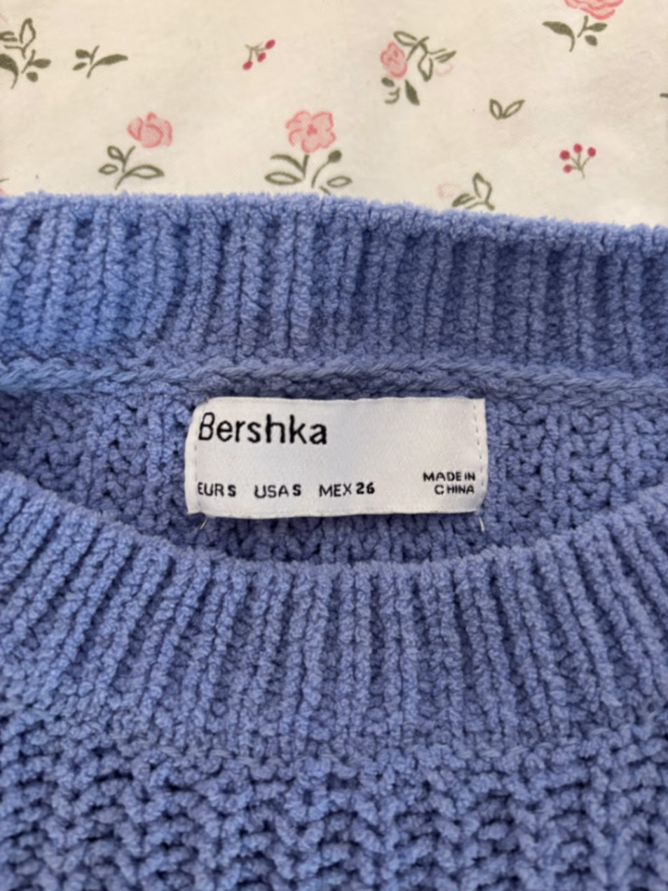 Bershka Blue Cropped Ribbed Knit Sweater, photo 5