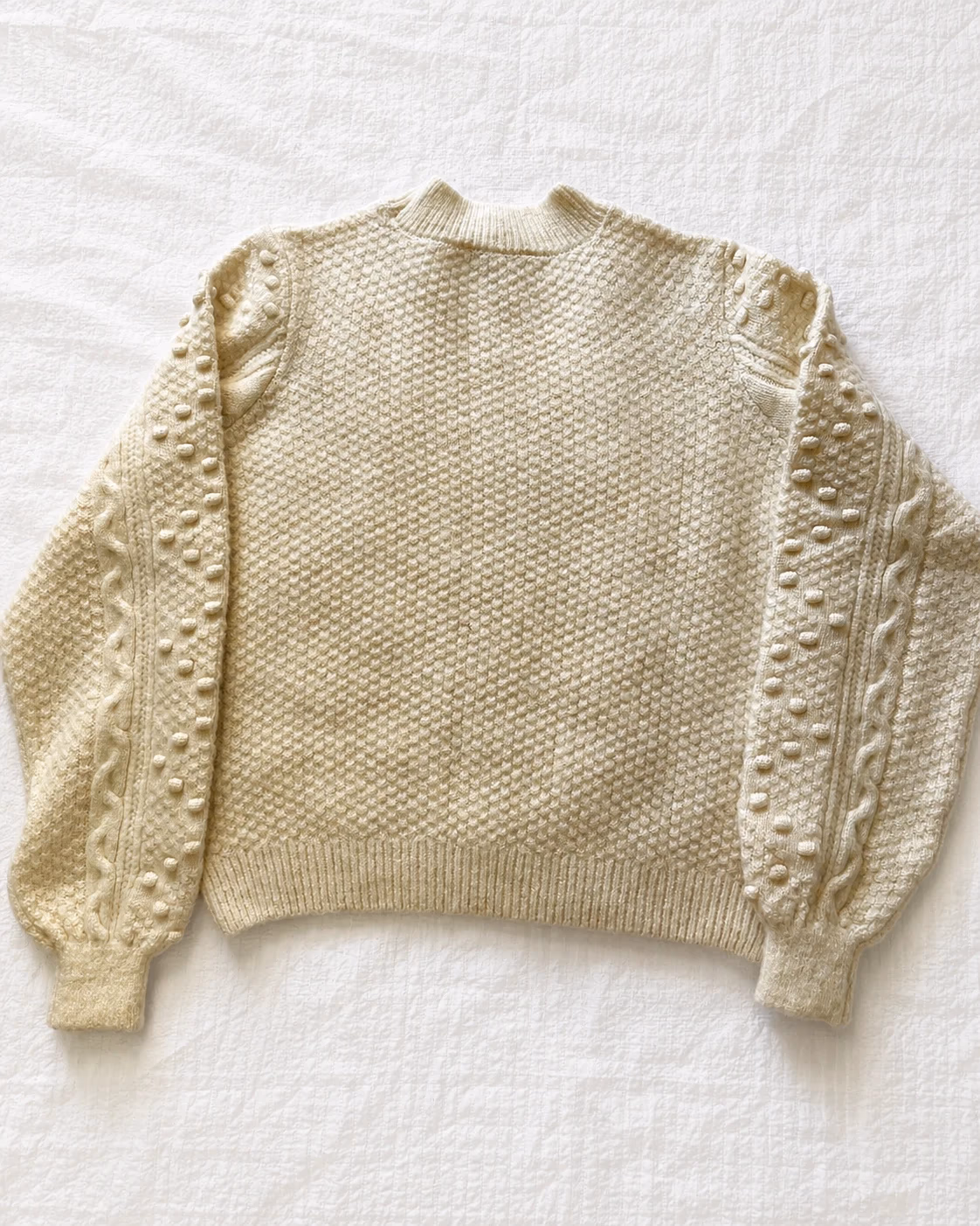 Cream textured bobble knit jumper, photo 2