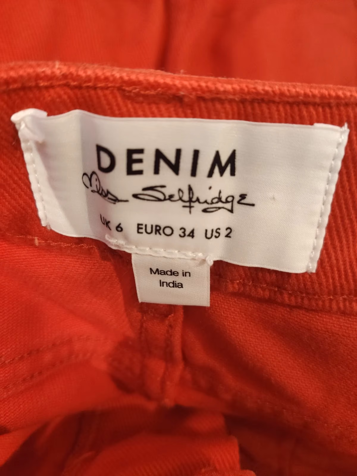 Red Denim Fringed Mini Skirt, photo 3