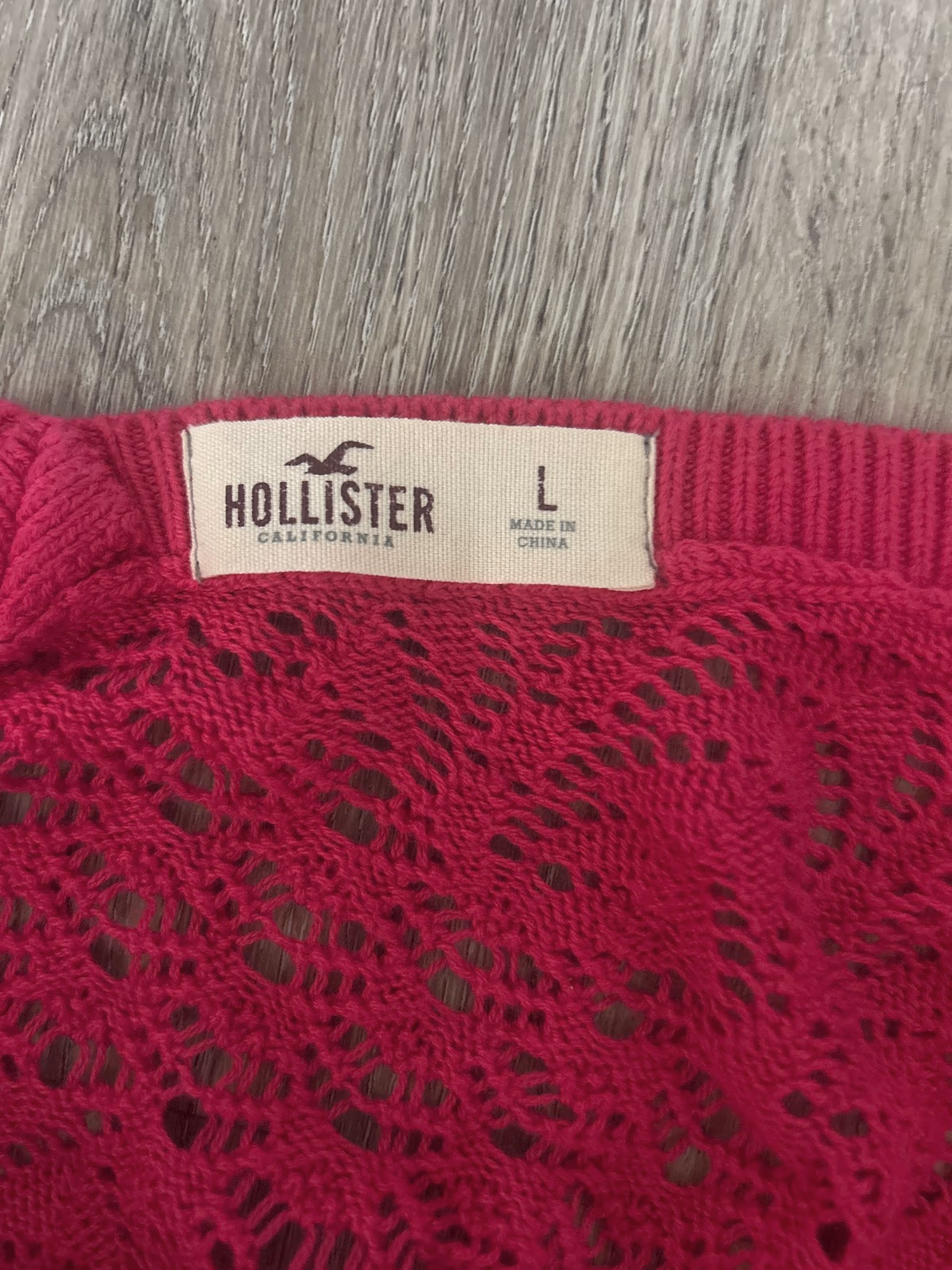 Maglione in maglia rosa brillante di Hollister, foto 2