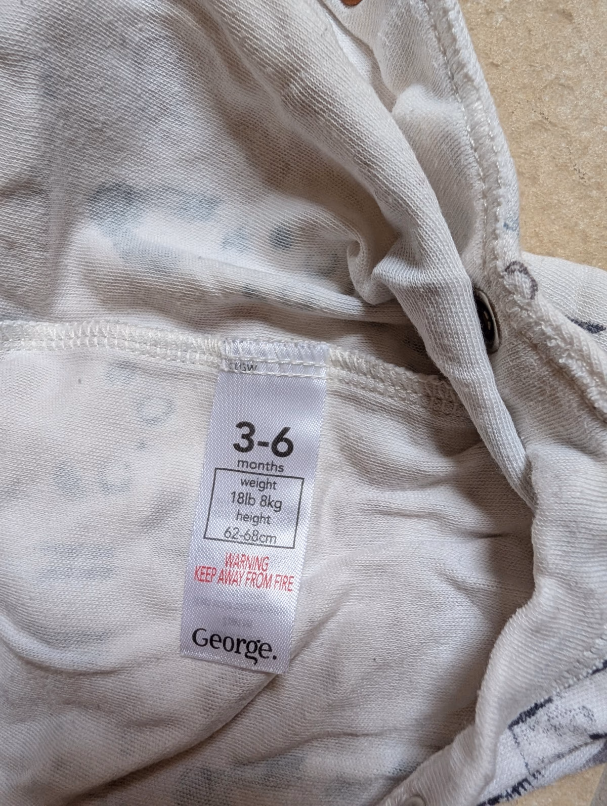 George animal print baby grow 3-6 mrhs, photo 2