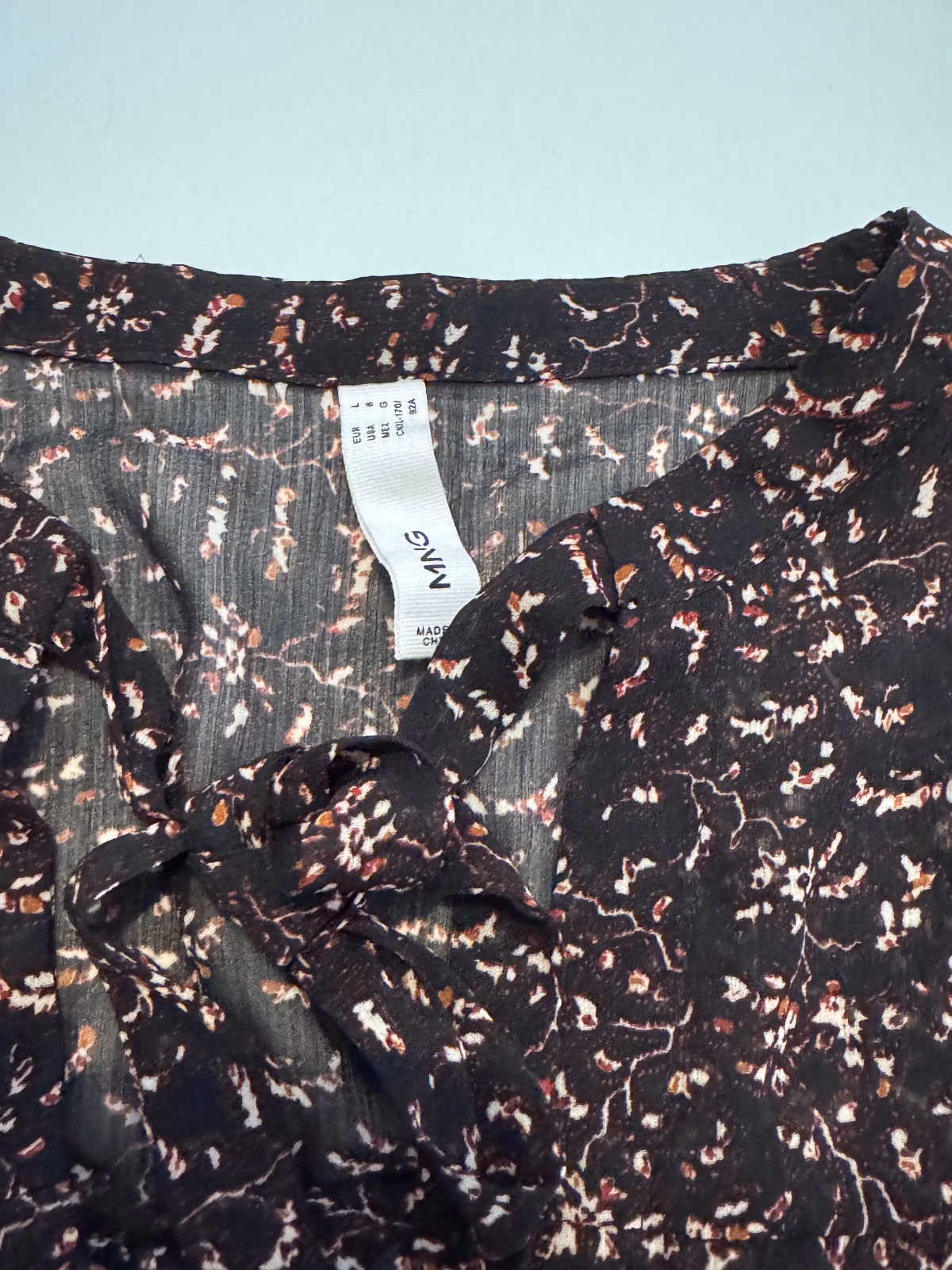 Mango Printed Tie-Neck Transparent Blouse, photo 5