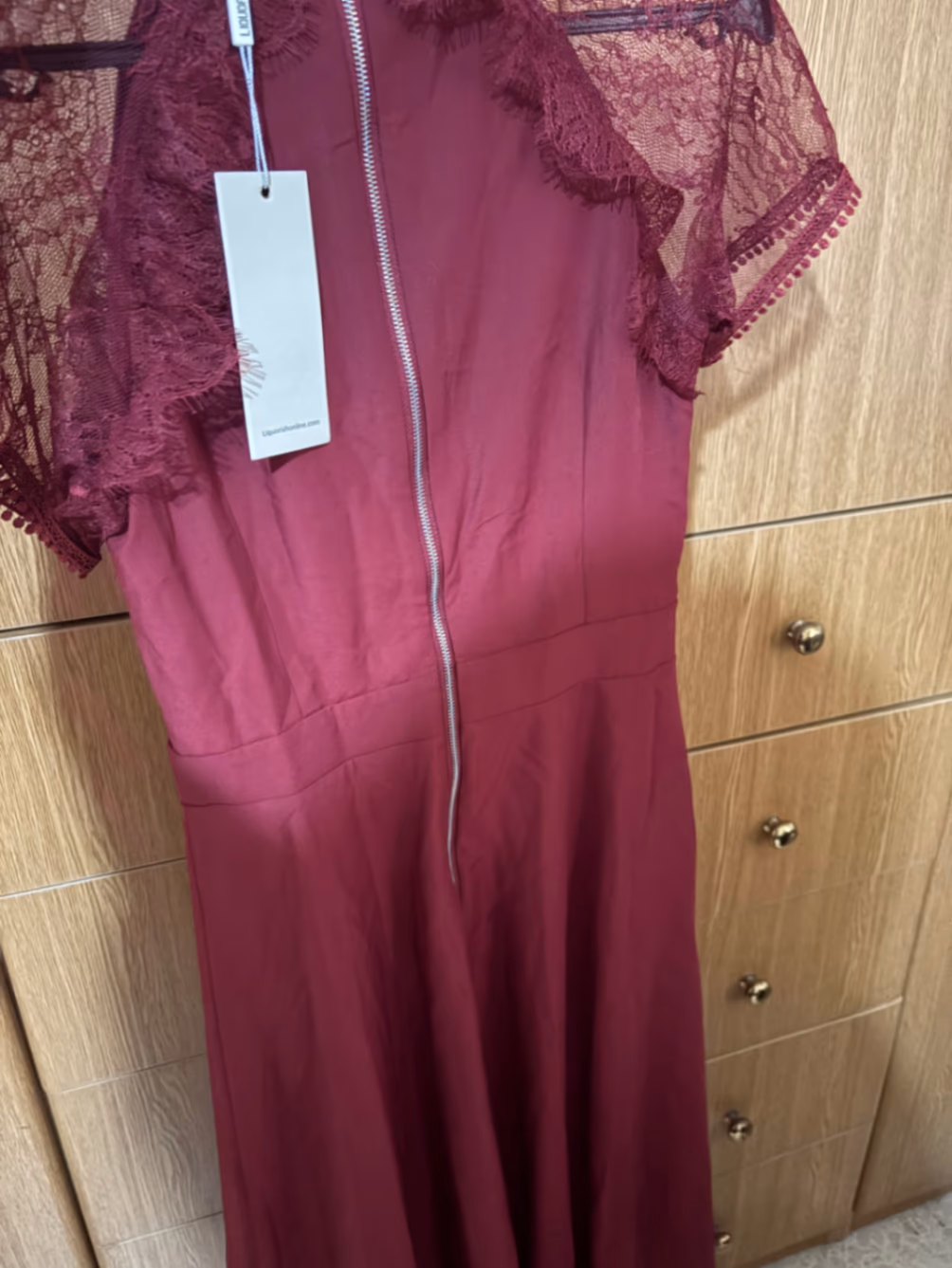 Burgundy Lace High Neck Dress, photo 2