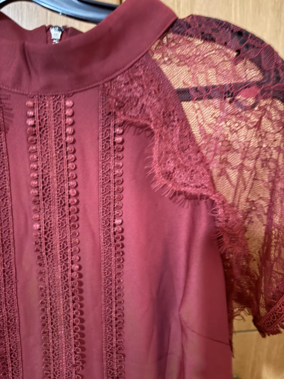 Burgundy Lace High Neck Dress, photo 3