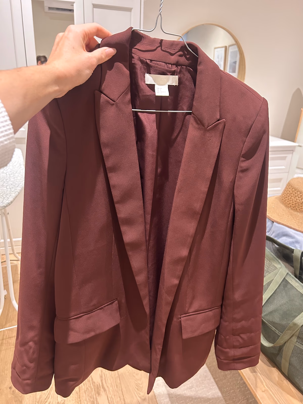 H&M Burgundy Tailored Open Front Blazer, photo 2
