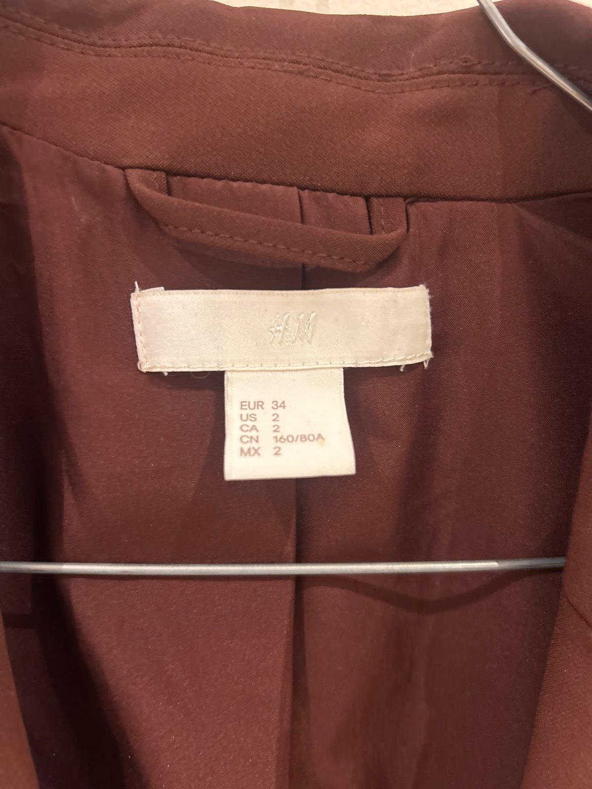 H&M Burgundy Tailored Open Front Blazer, photo 4