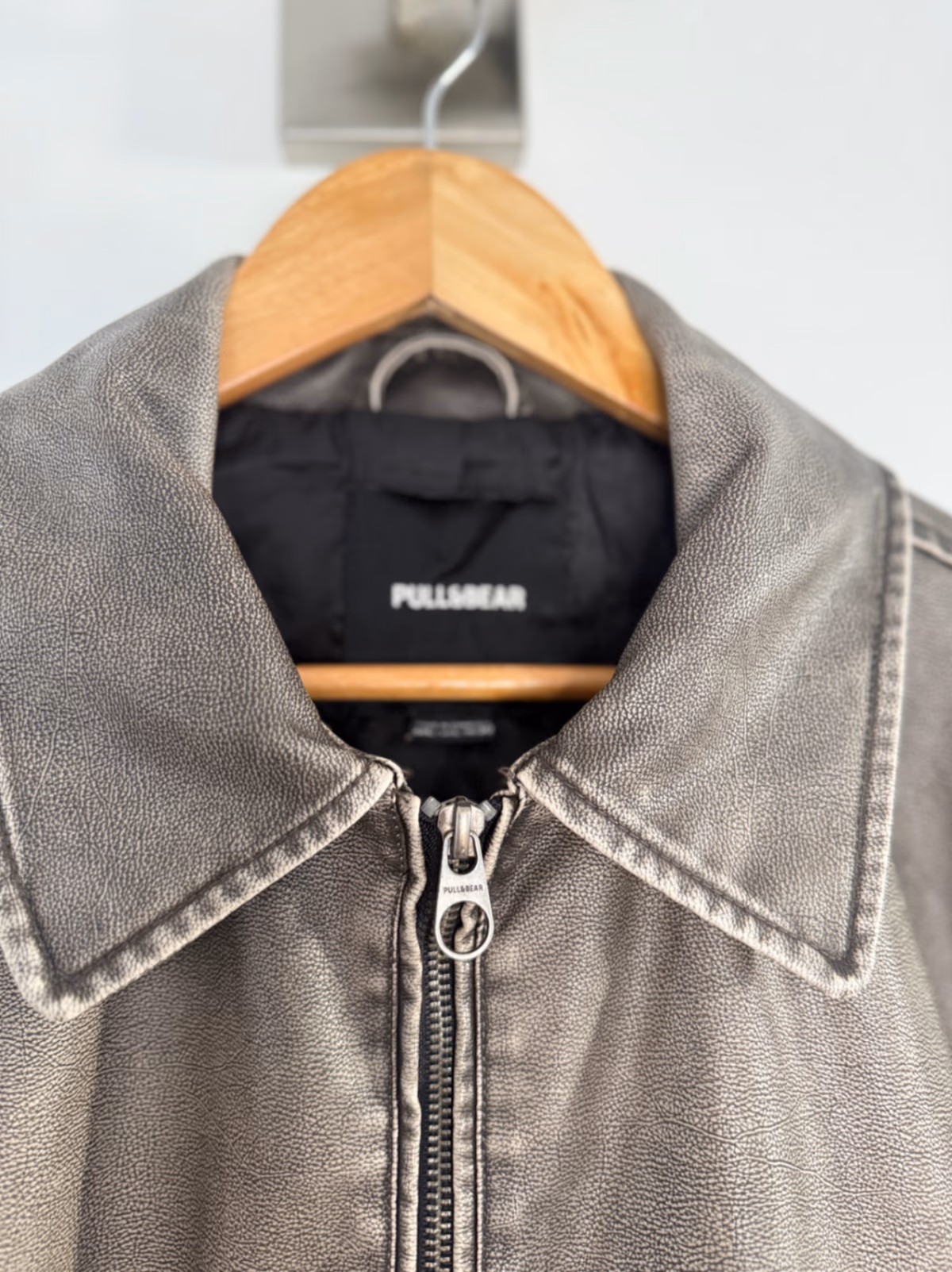 Pull&Bear Distressed Faux Leather Cropped Biker Jacket, photo 4
