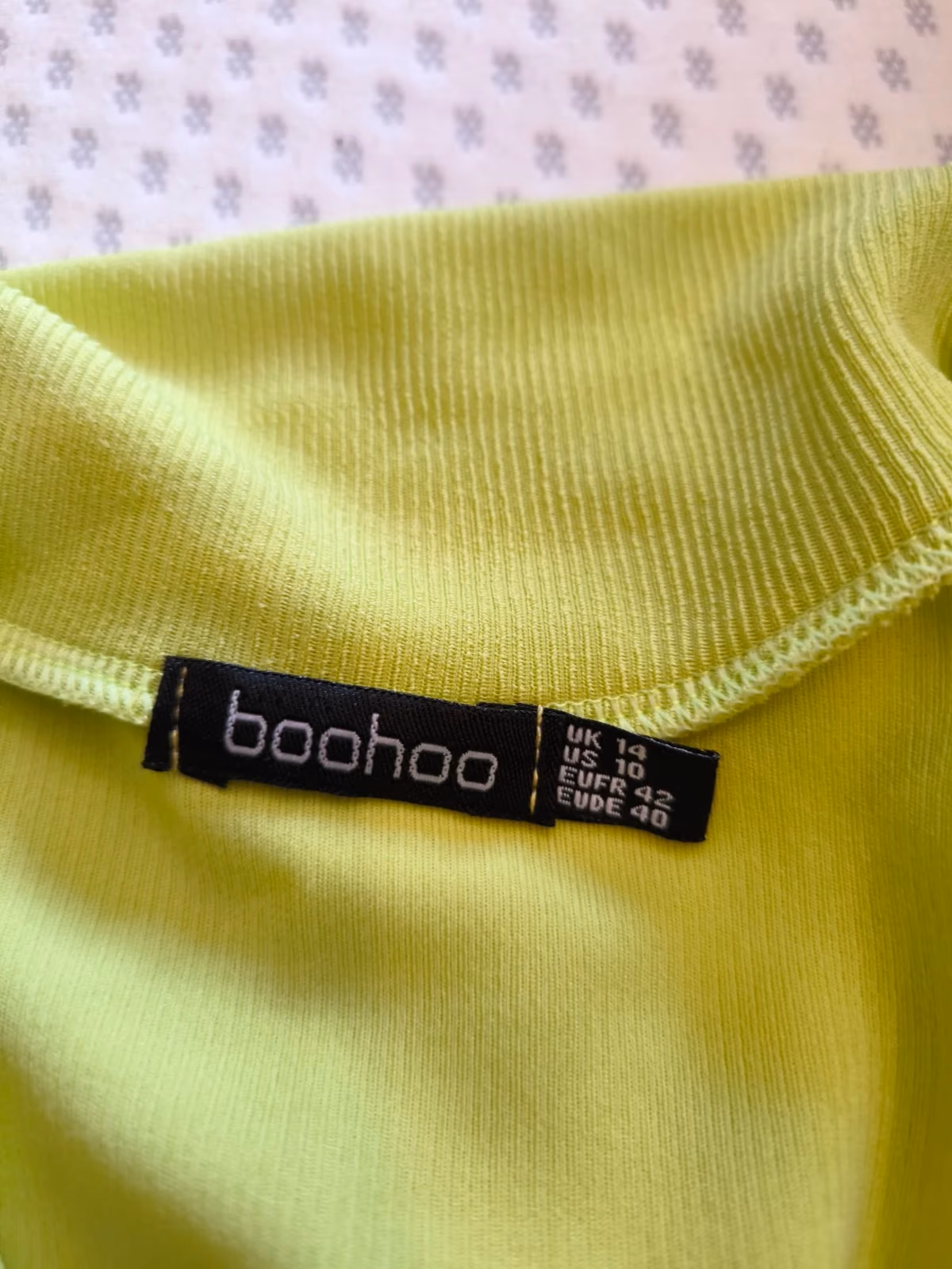 Neon green ribbed polo top, photo 3
