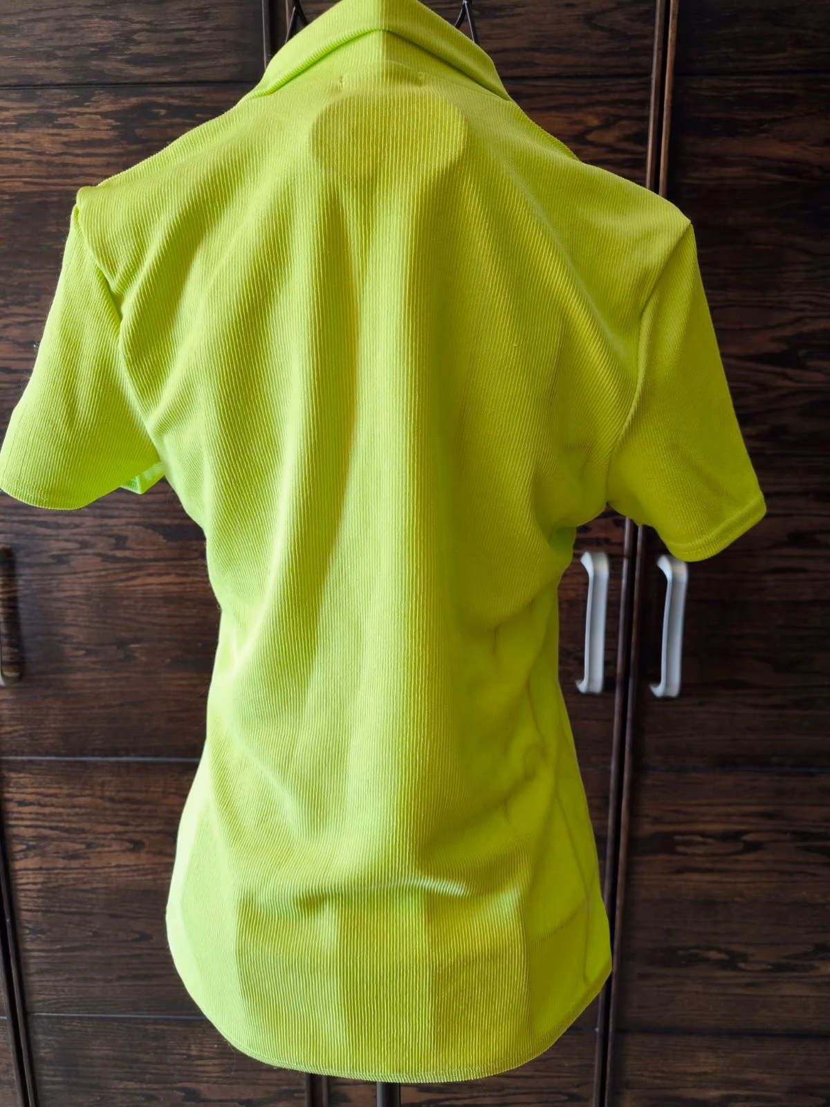 Neon green ribbed polo top, photo 2