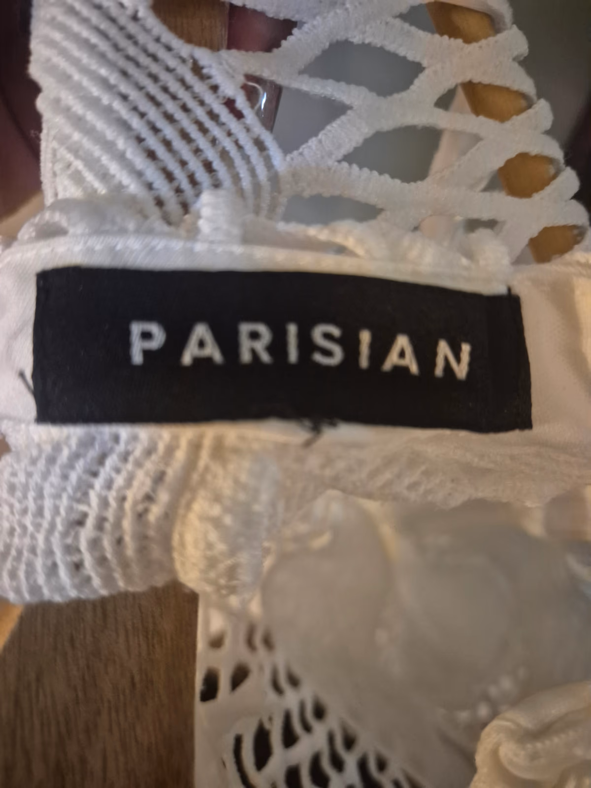 Parisian White Crochet Lace High-Neck Cutout Bodycon Dress – UK Size 12-14, photo 4