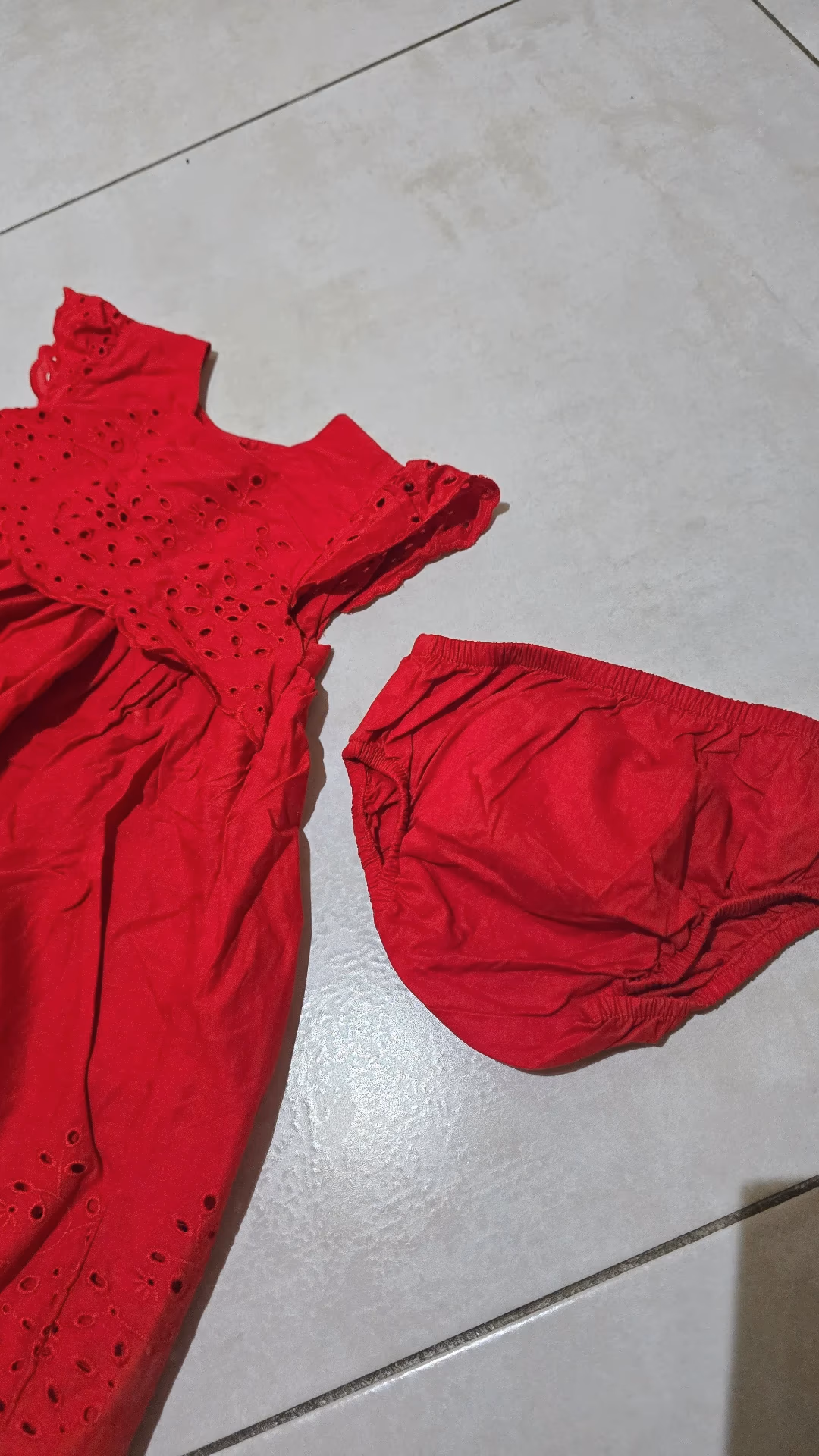 Mothercare Red Eyelet Baby Dress Set, photo 4