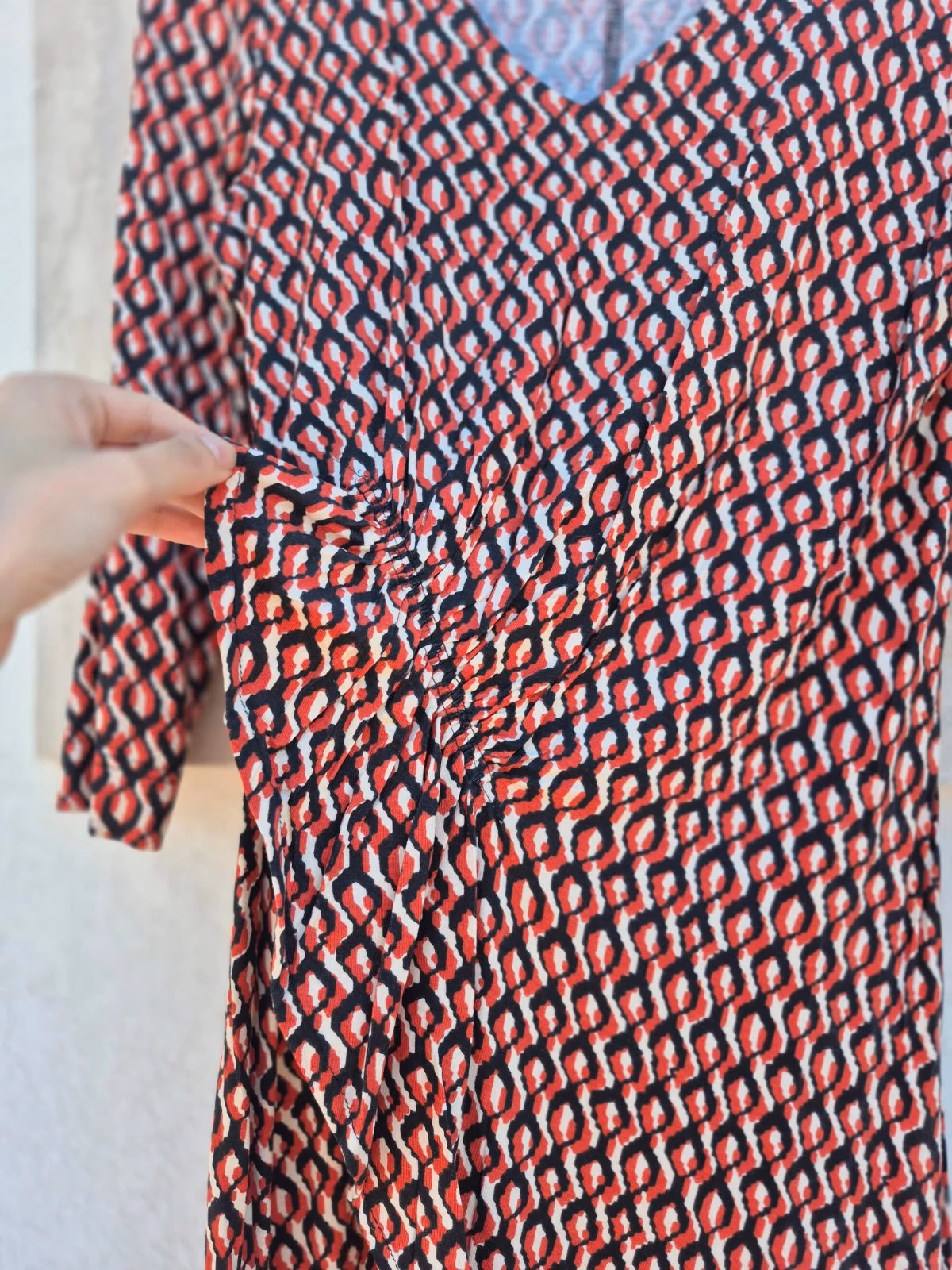 Geometric Print Ruched Midi Dress, photo 2